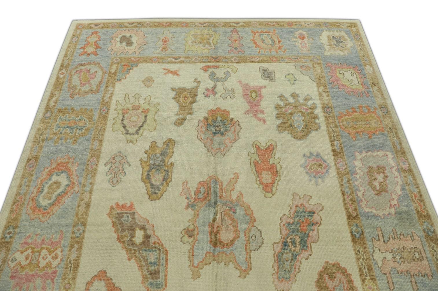 Oushak Rug Oriental Hand Knotted Turkish Oushak 6'4