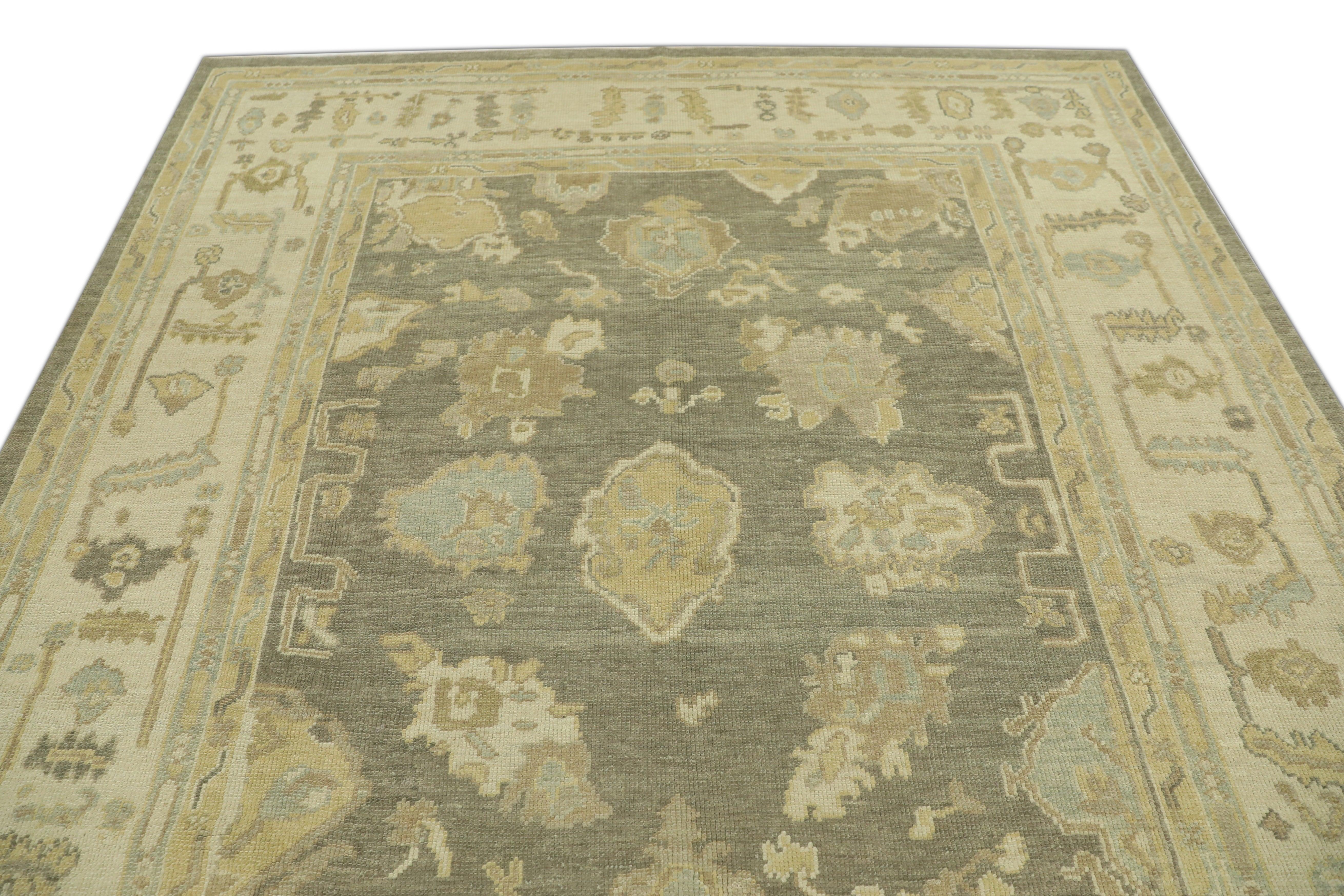 Hand-Knotted Oushak Rug Oriental Hand Knotted Turkish Oushak 7'7