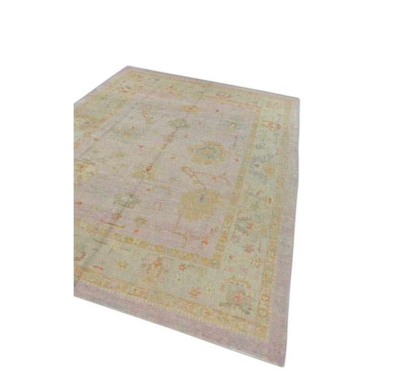 Turc Tapis oriental noué à la main turc Oushak 7'7
