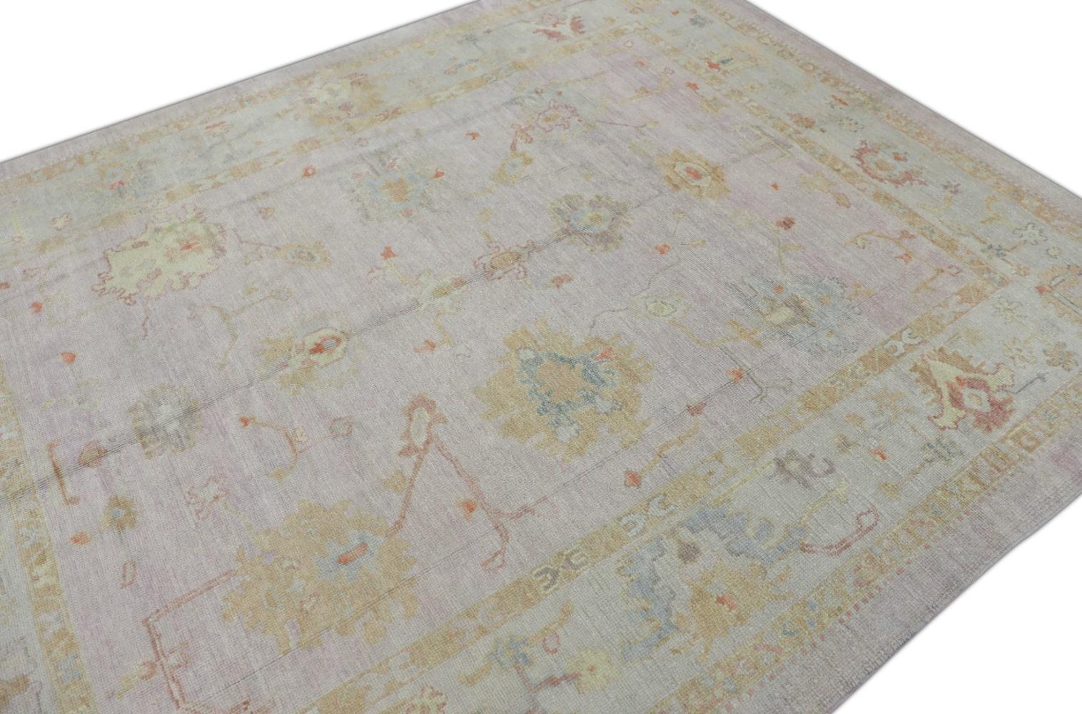 Noué à la main Tapis oriental noué à la main turc Oushak 7'7