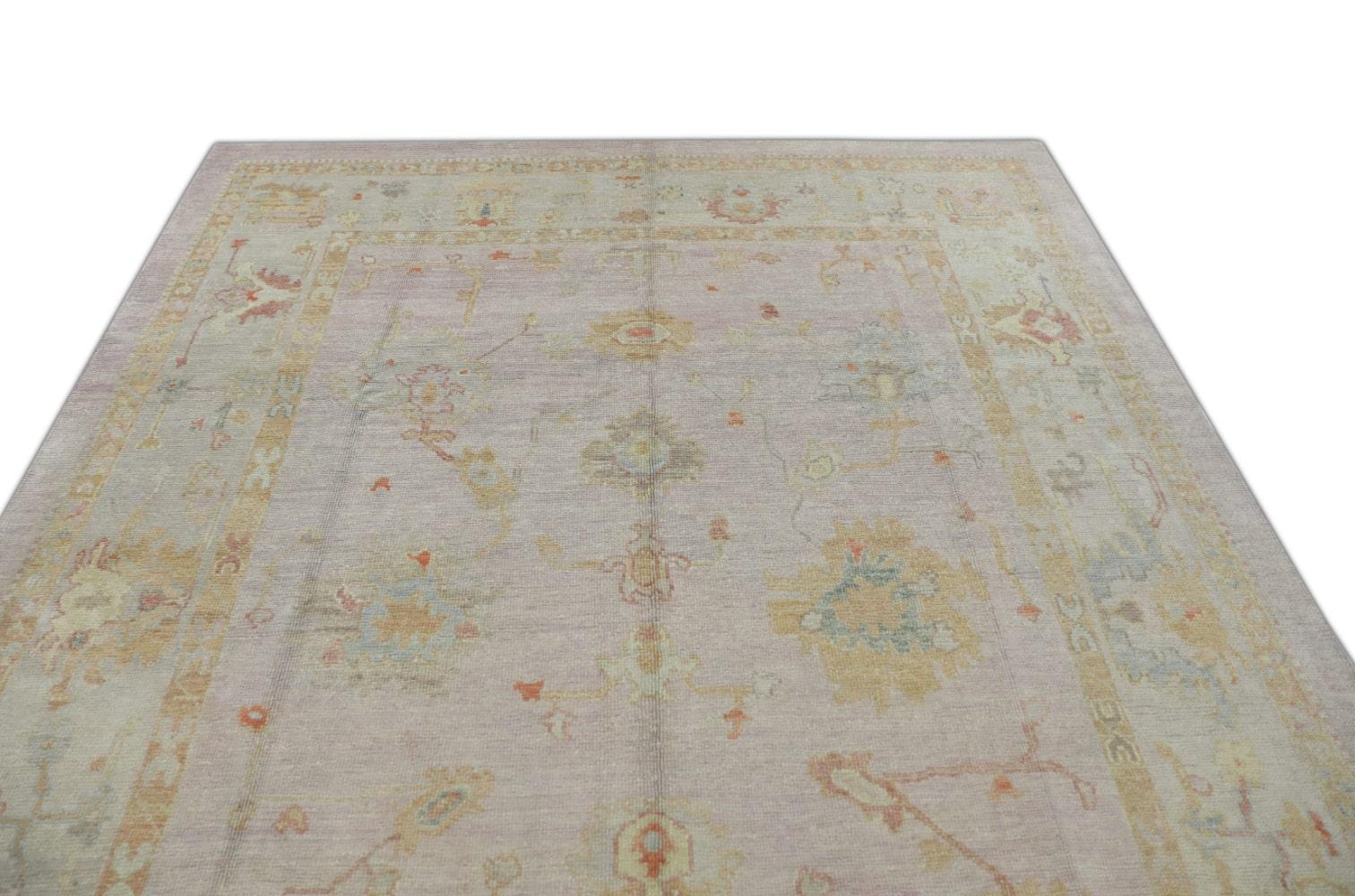 Tapis oriental noué à la main turc Oushak 7'7
