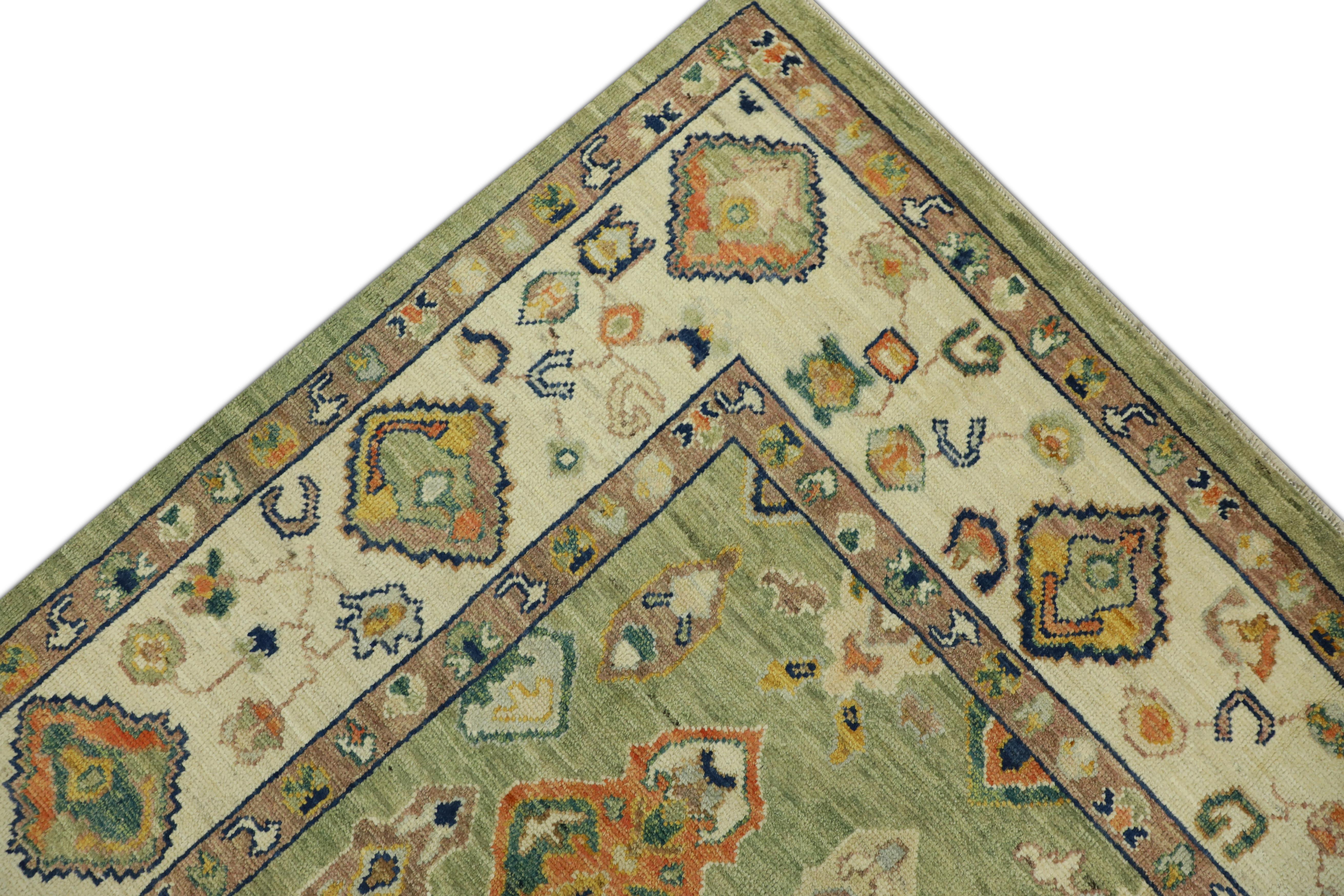 Contemporary Oushak Rug Oriental Hand Knotted Turkish Oushak 7'8