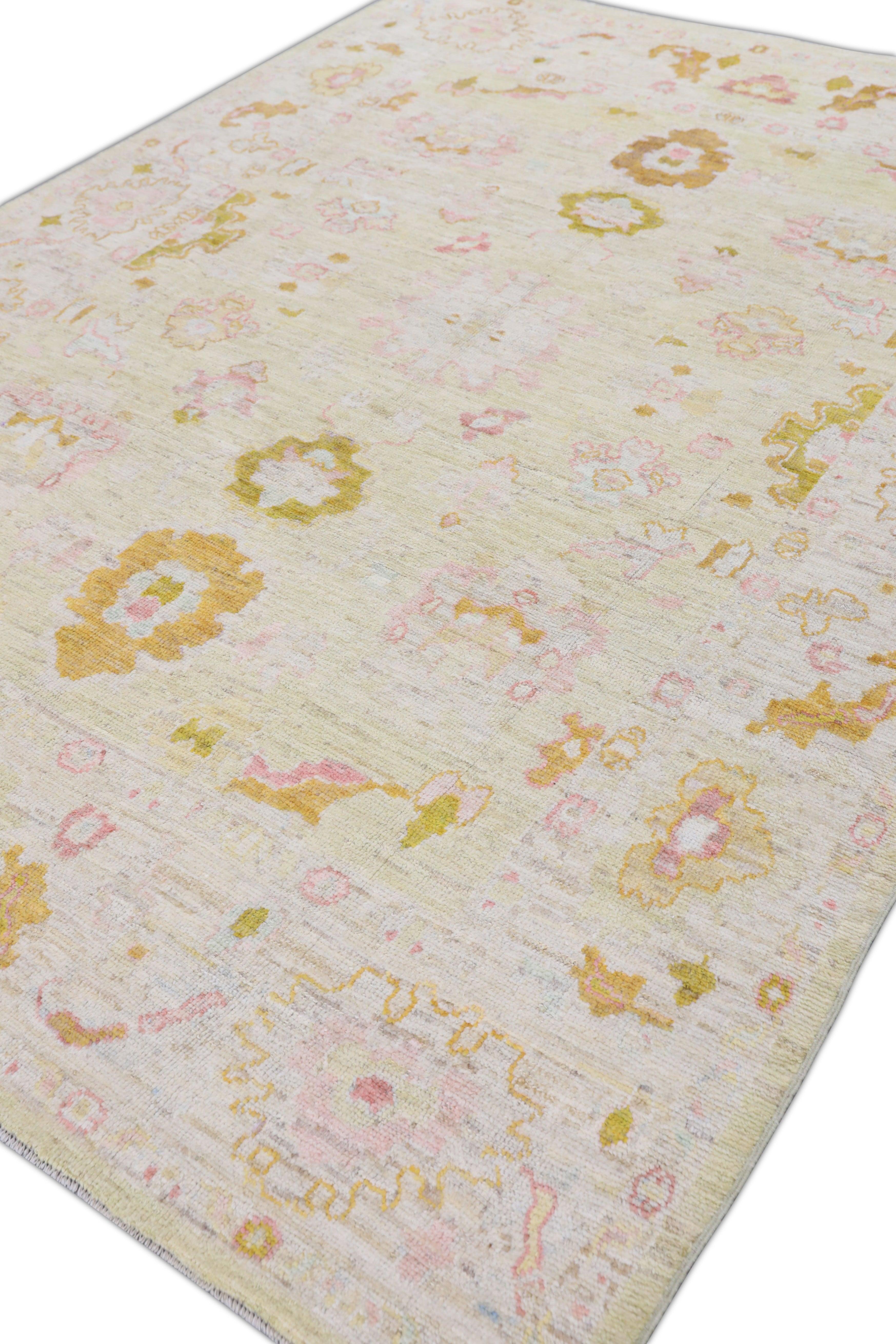 Turc Tapis oriental noué à la main turc Oushak 7'8