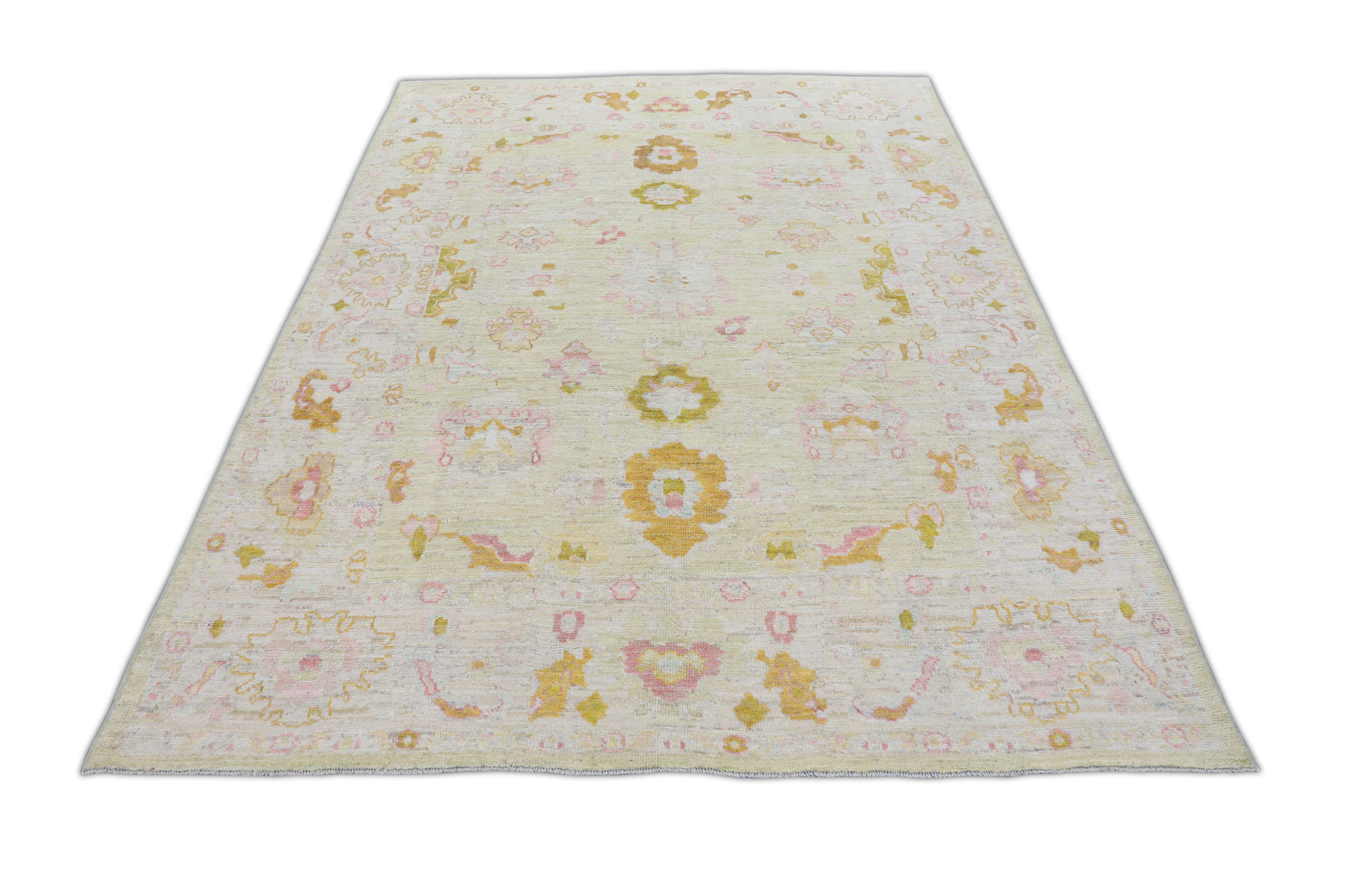 XXIe siècle et contemporain Tapis oriental noué à la main turc Oushak 7'8