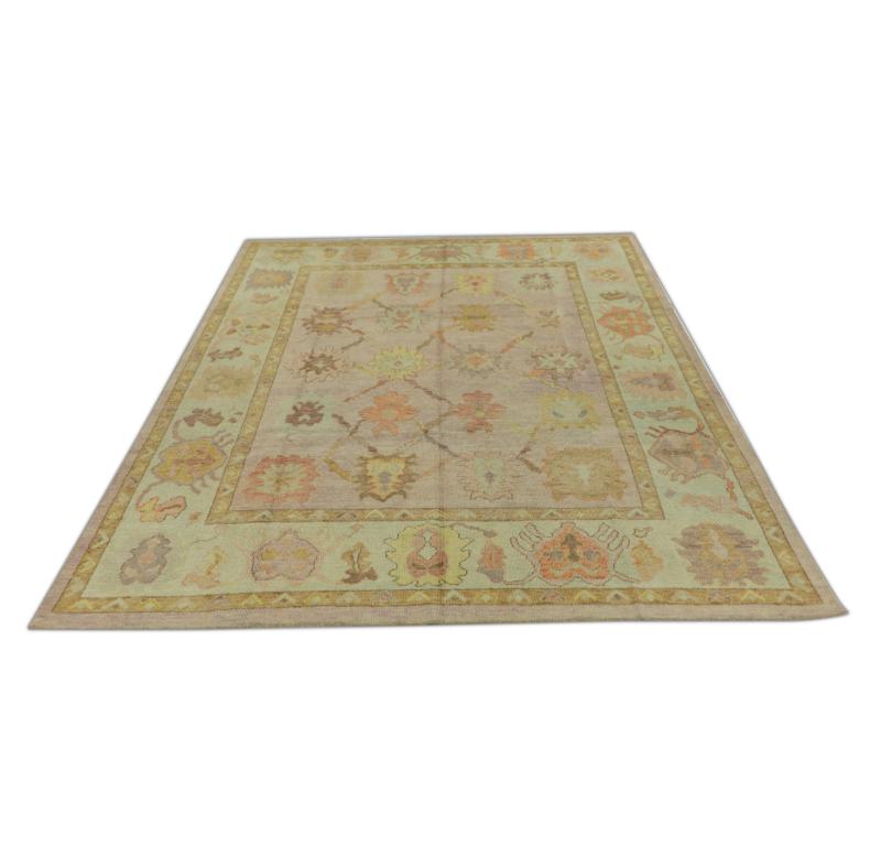Tapis oriental noué à la main turc Oushak 8' x 10'4