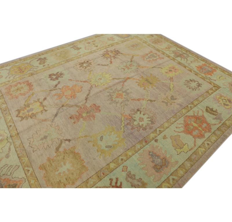 Turc Tapis oriental noué à la main turc Oushak 8' x 10'4