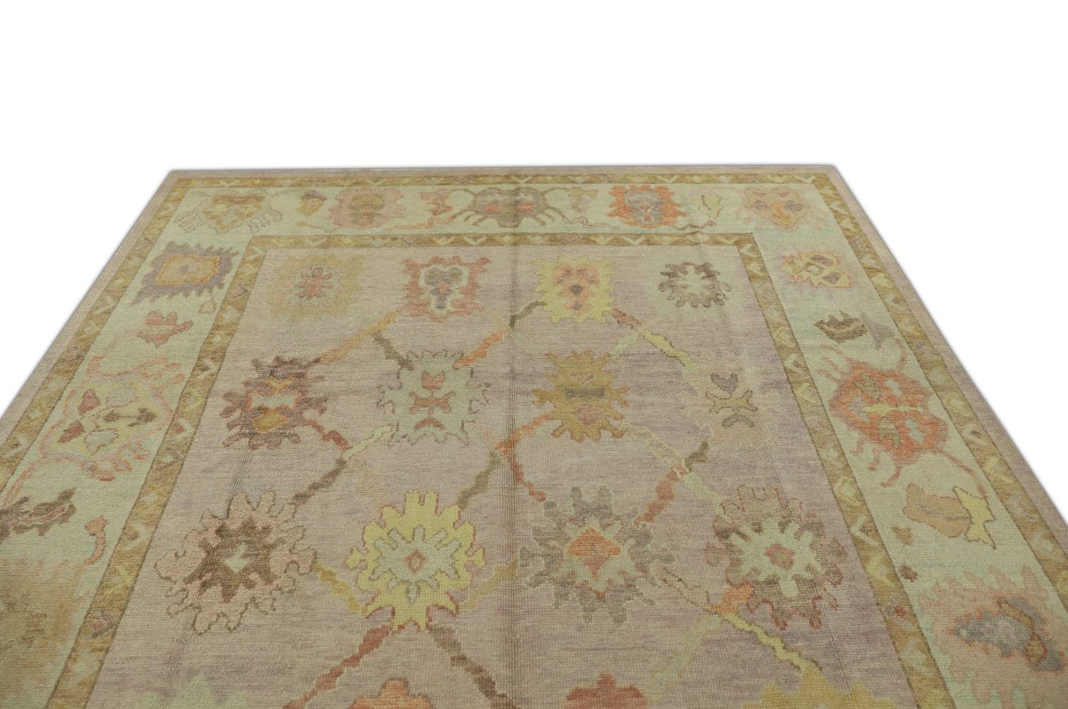 Noué à la main Tapis oriental noué à la main turc Oushak 8' x 10'4