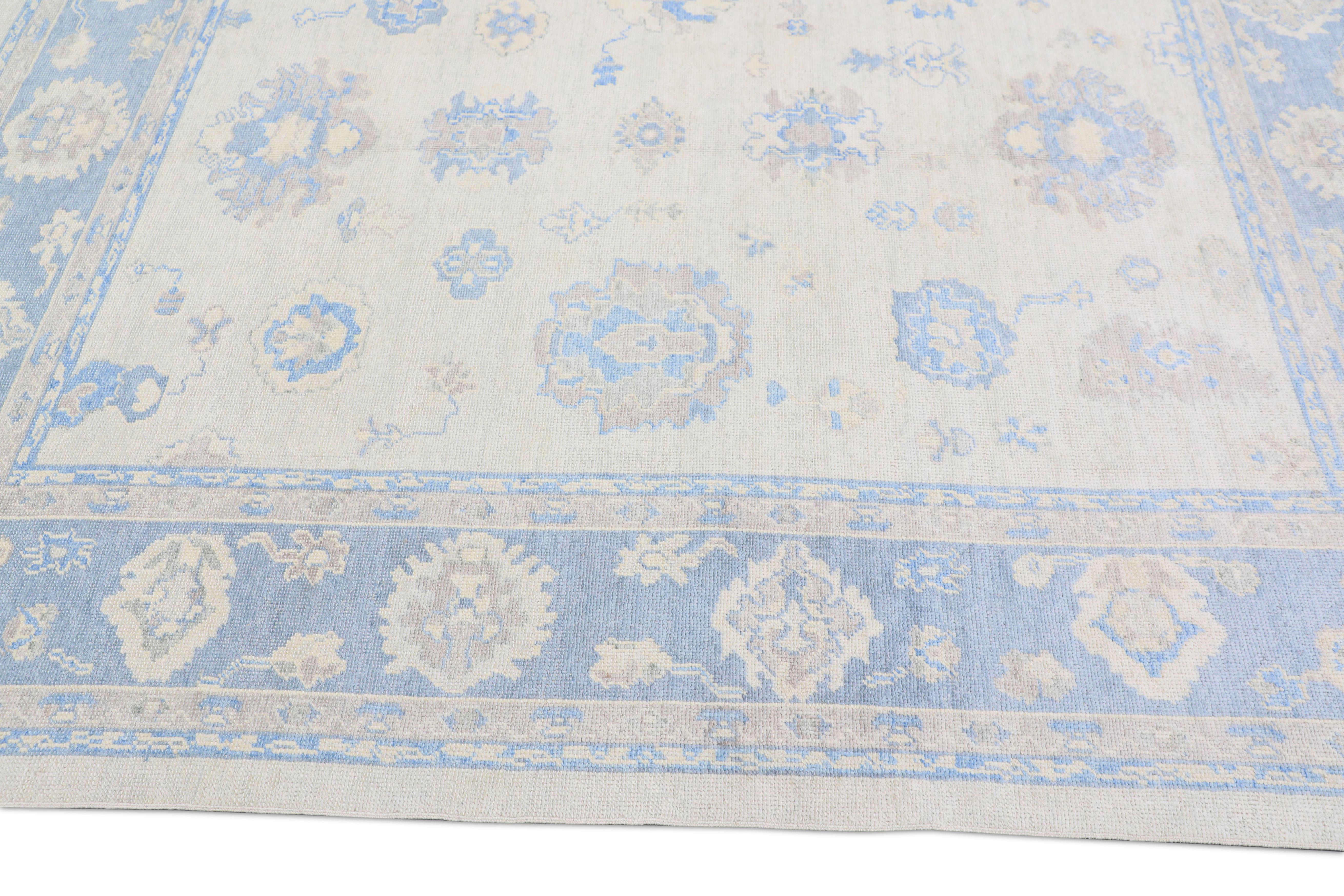 Noué à la main Tapis oriental noué à la main turc Oushak 8' x 9'9