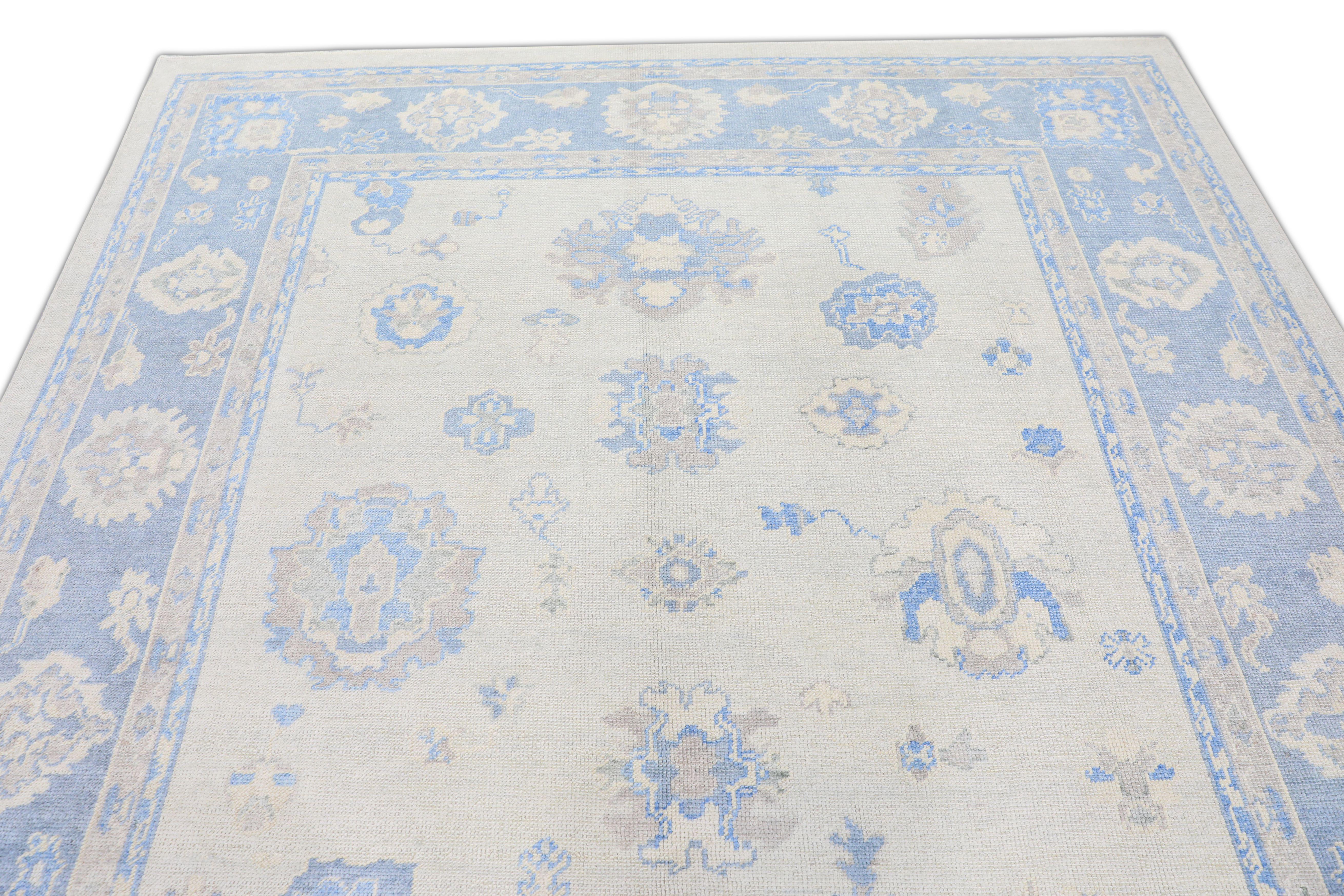 Tapis oriental noué à la main turc Oushak 8' x 9'9