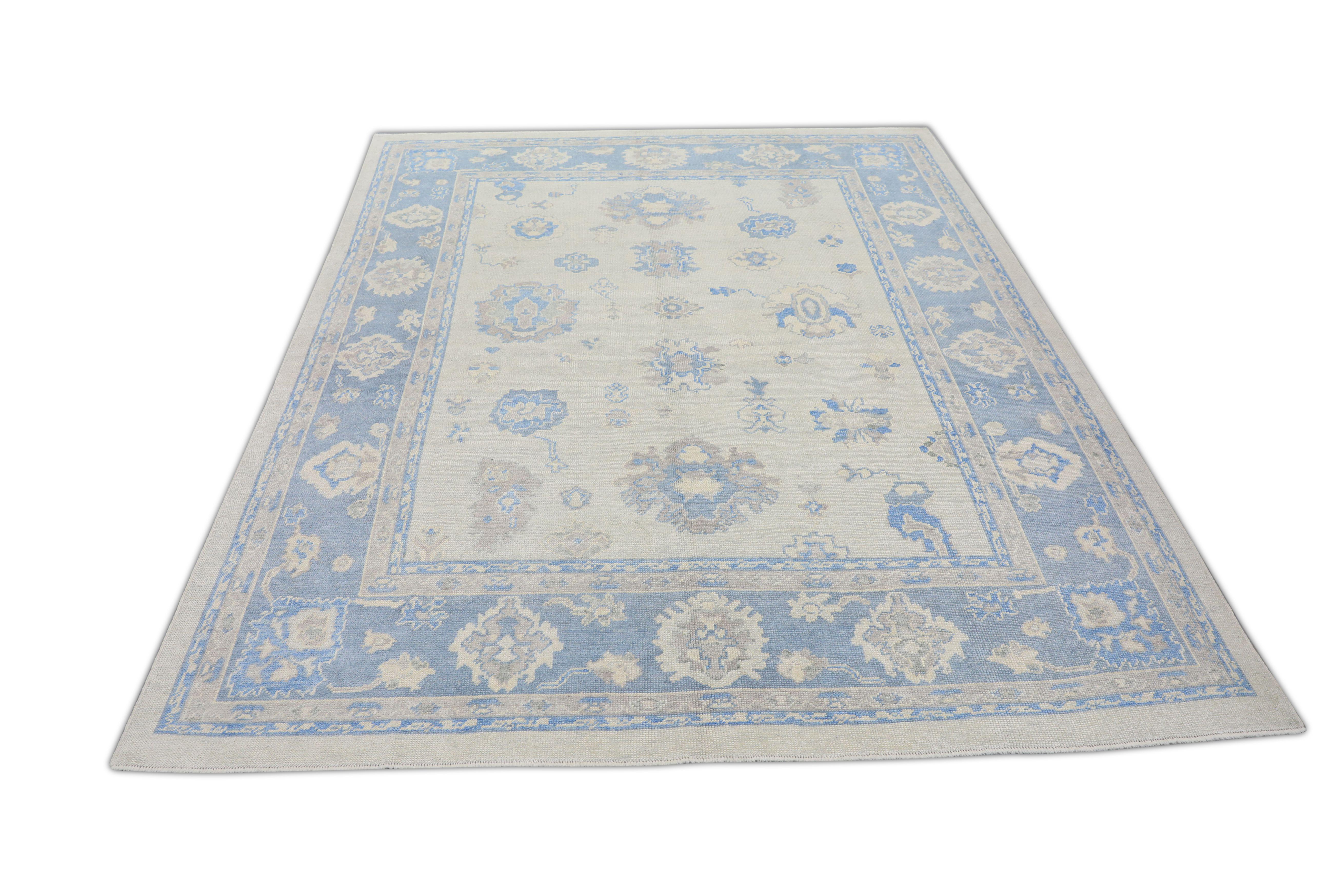 XXIe siècle et contemporain Tapis oriental noué à la main turc Oushak 8' x 9'9