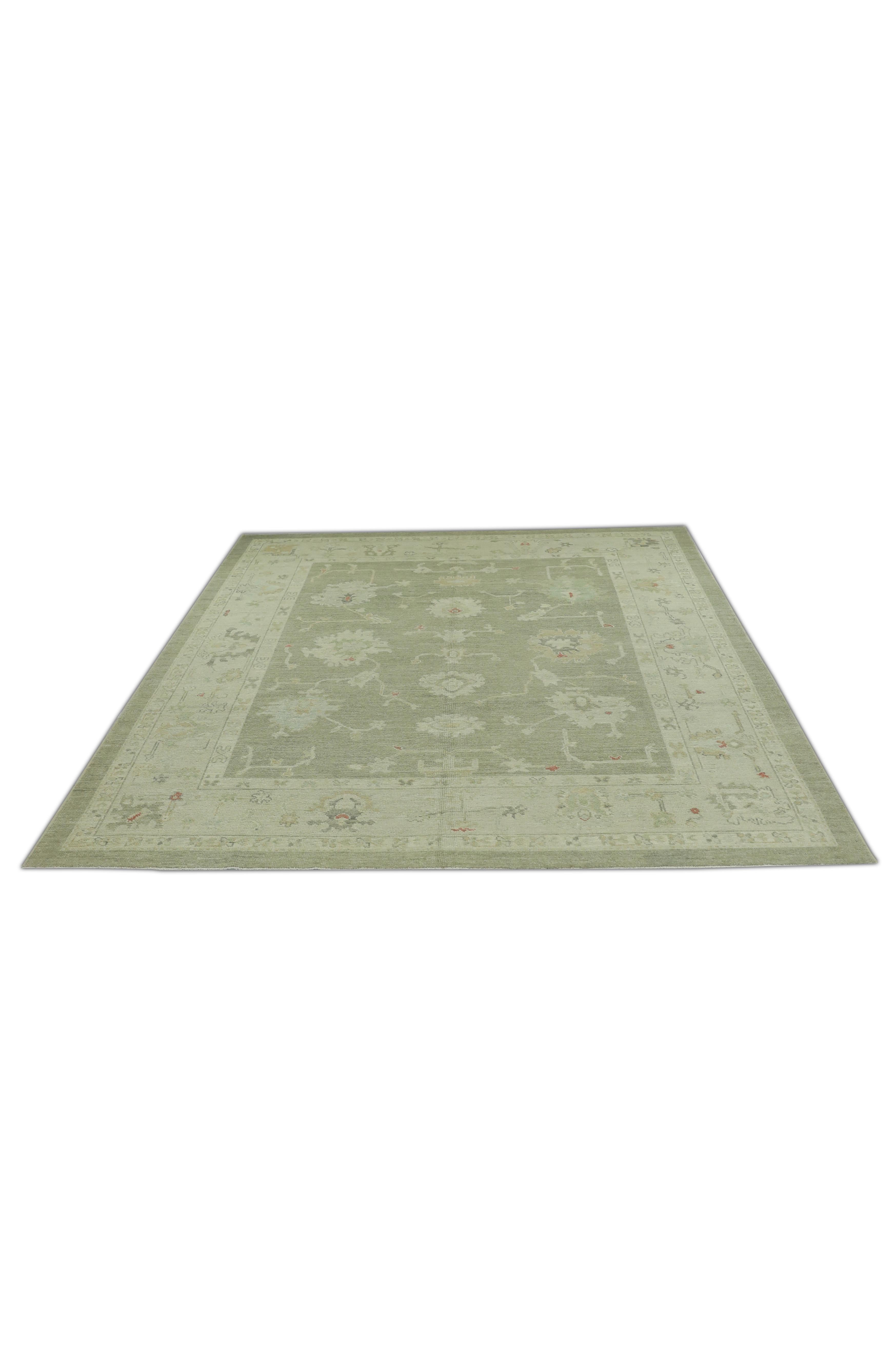 Contemporary Oushak Rug Oriental Hand Knotted Turkish Oushak 8'1
