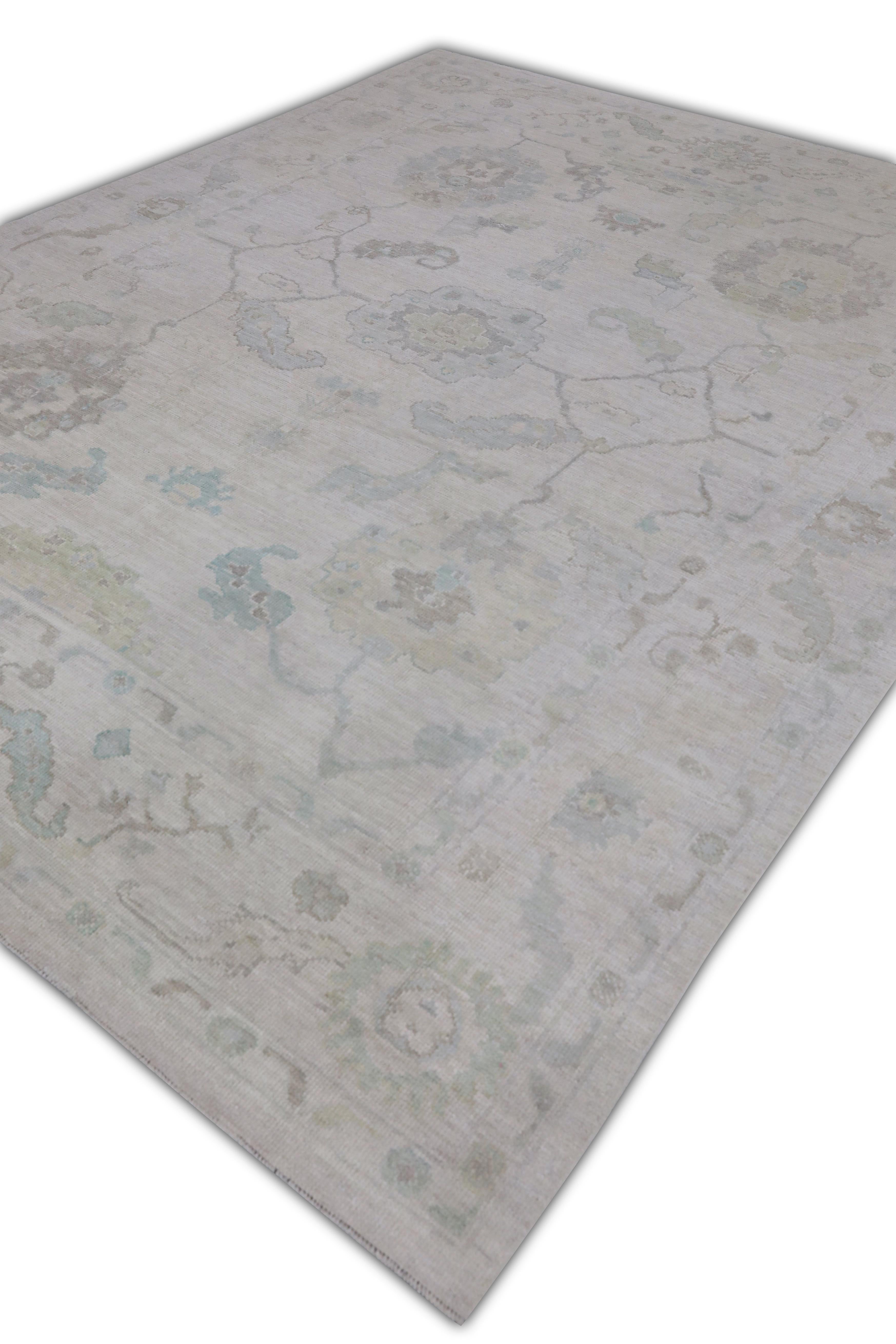 Contemporary Oushak Rug Oriental Hand Knotted Turkish Oushak 8'1