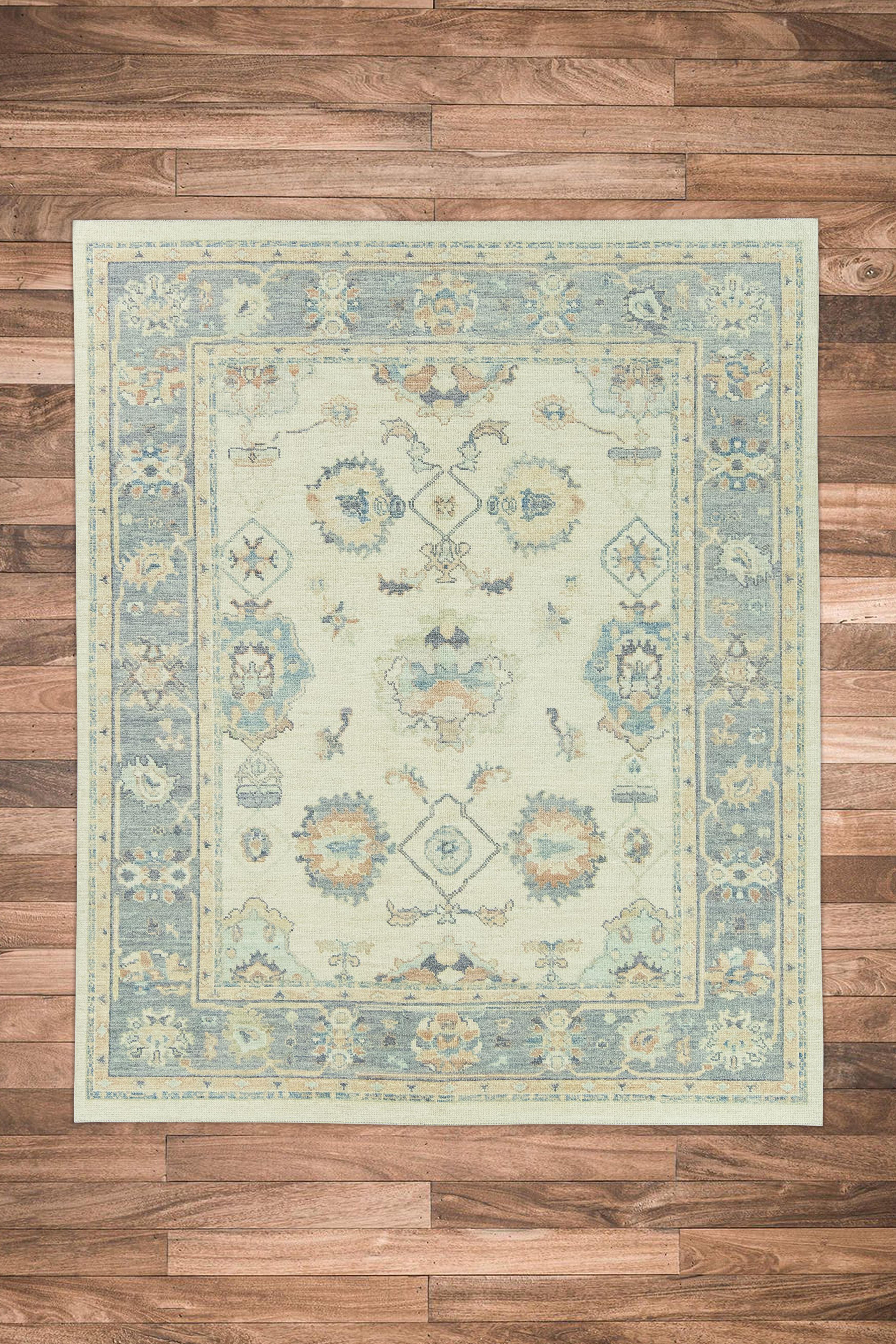 Contemporary Oushak Rug Oriental Hand Knotted Turkish Oushak 8'3
