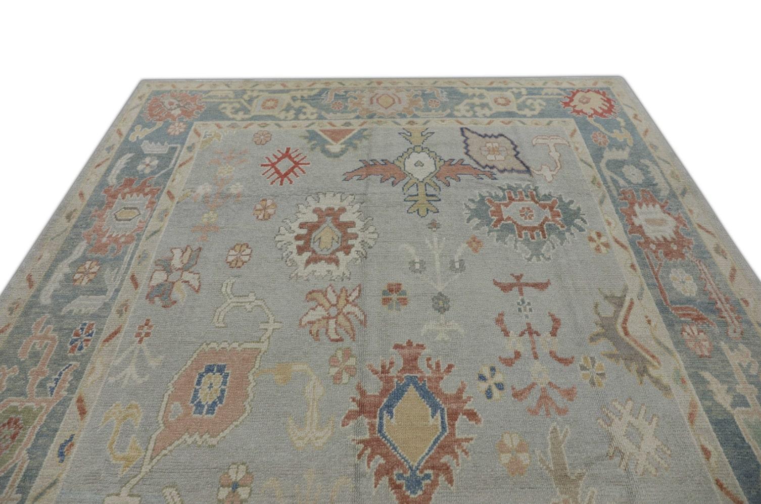 Contemporary Oushak Rug Oriental Hand Knotted Turkish Oushak 8'4