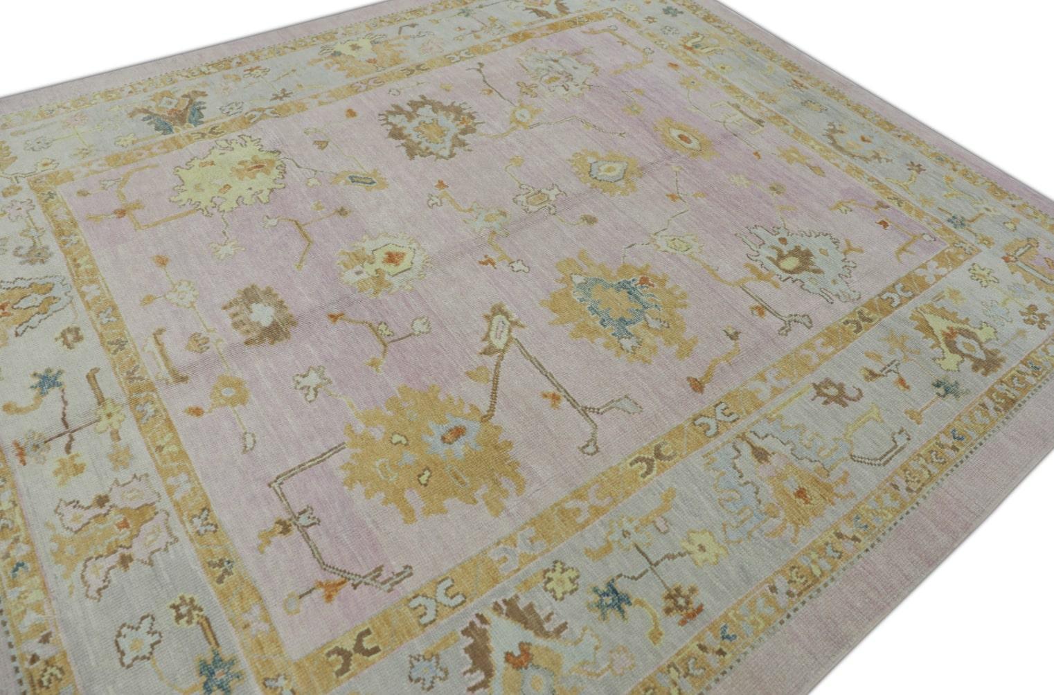 Contemporary Oushak Rug Oriental Hand Knotted Turkish Oushak 8'5