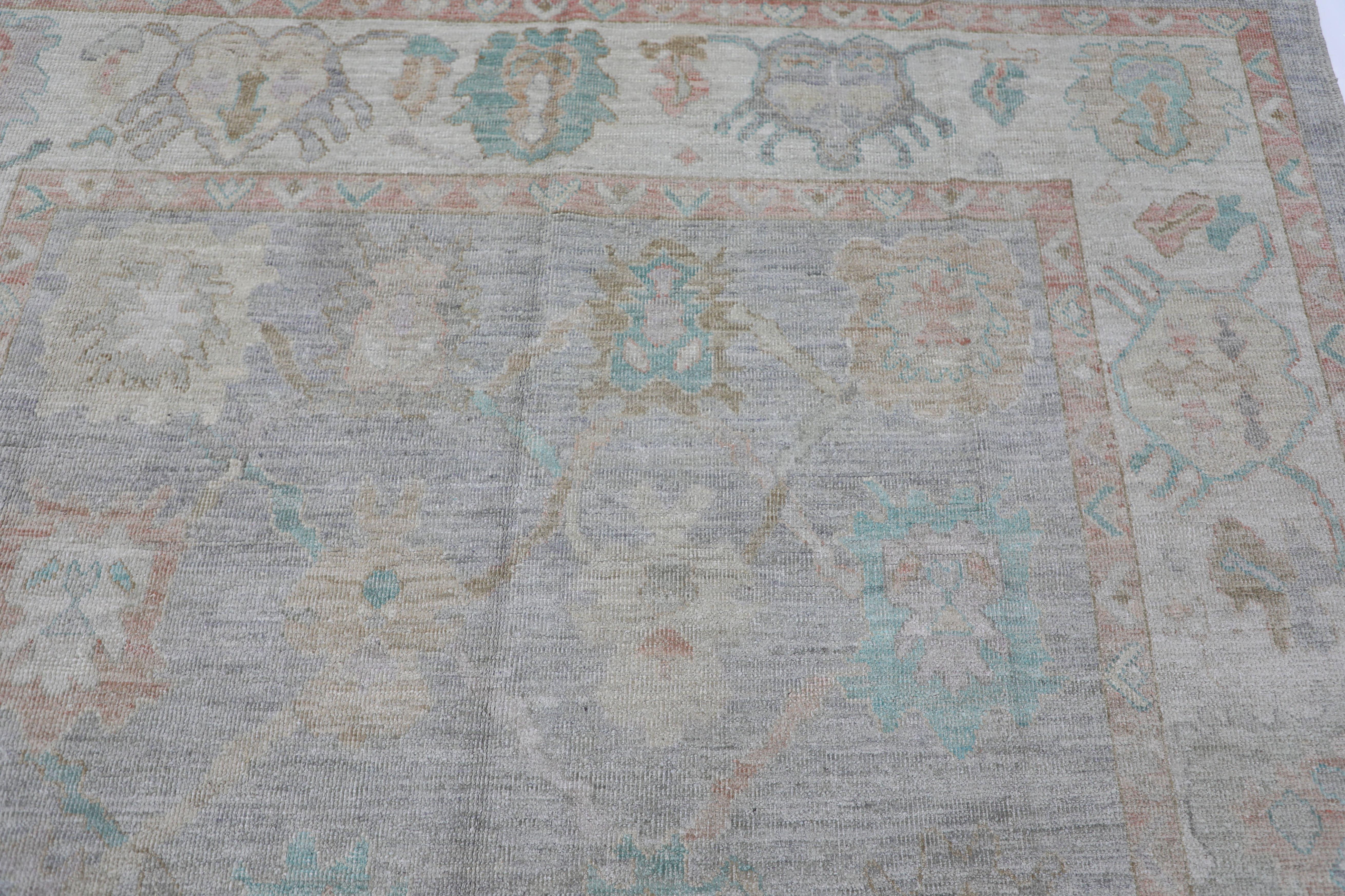 Contemporary Oushak Rug Oriental Hand Knotted Turkish Oushak 8'6