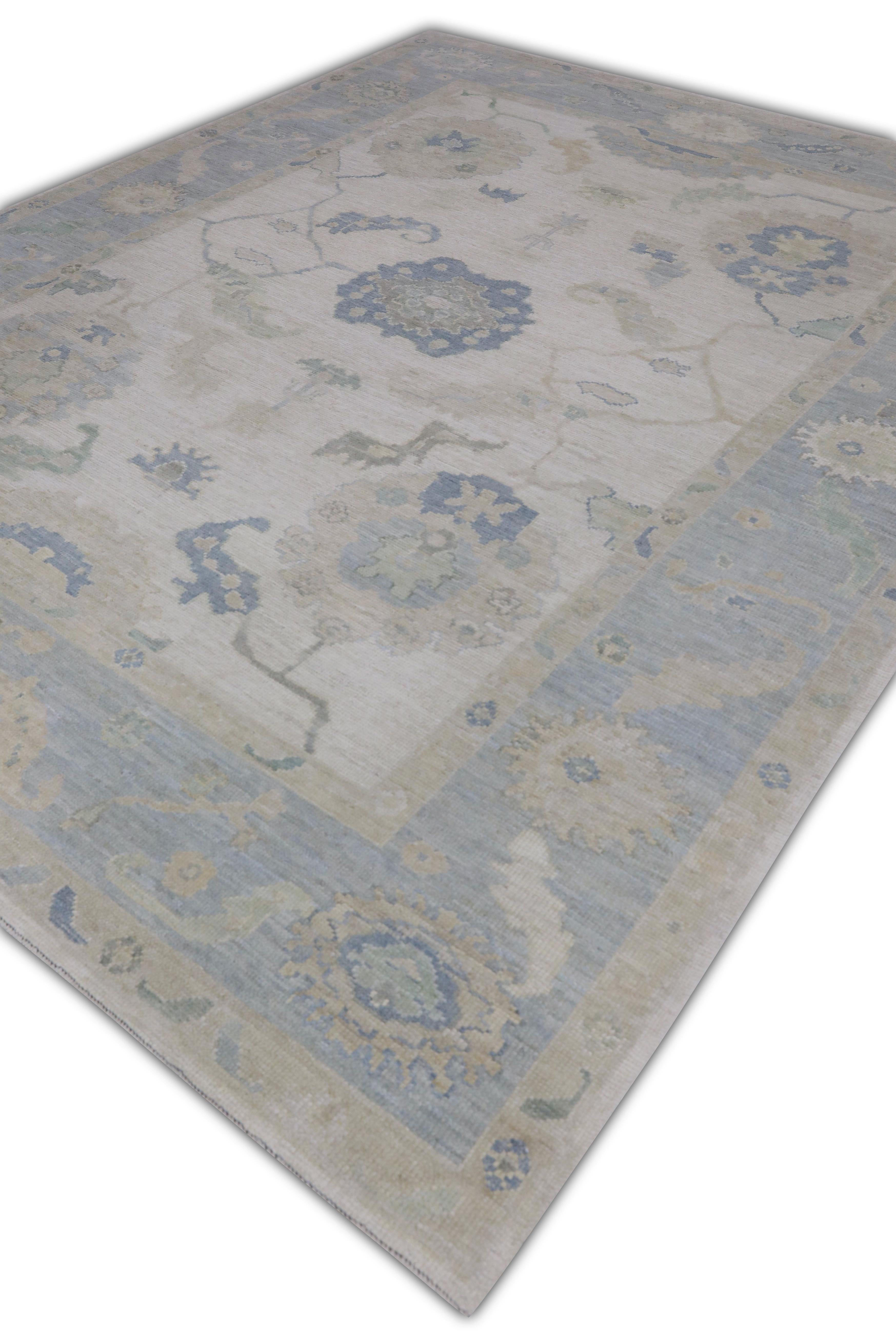 Noué à la main Tapis oriental noué à la main turc Oushak 8'6