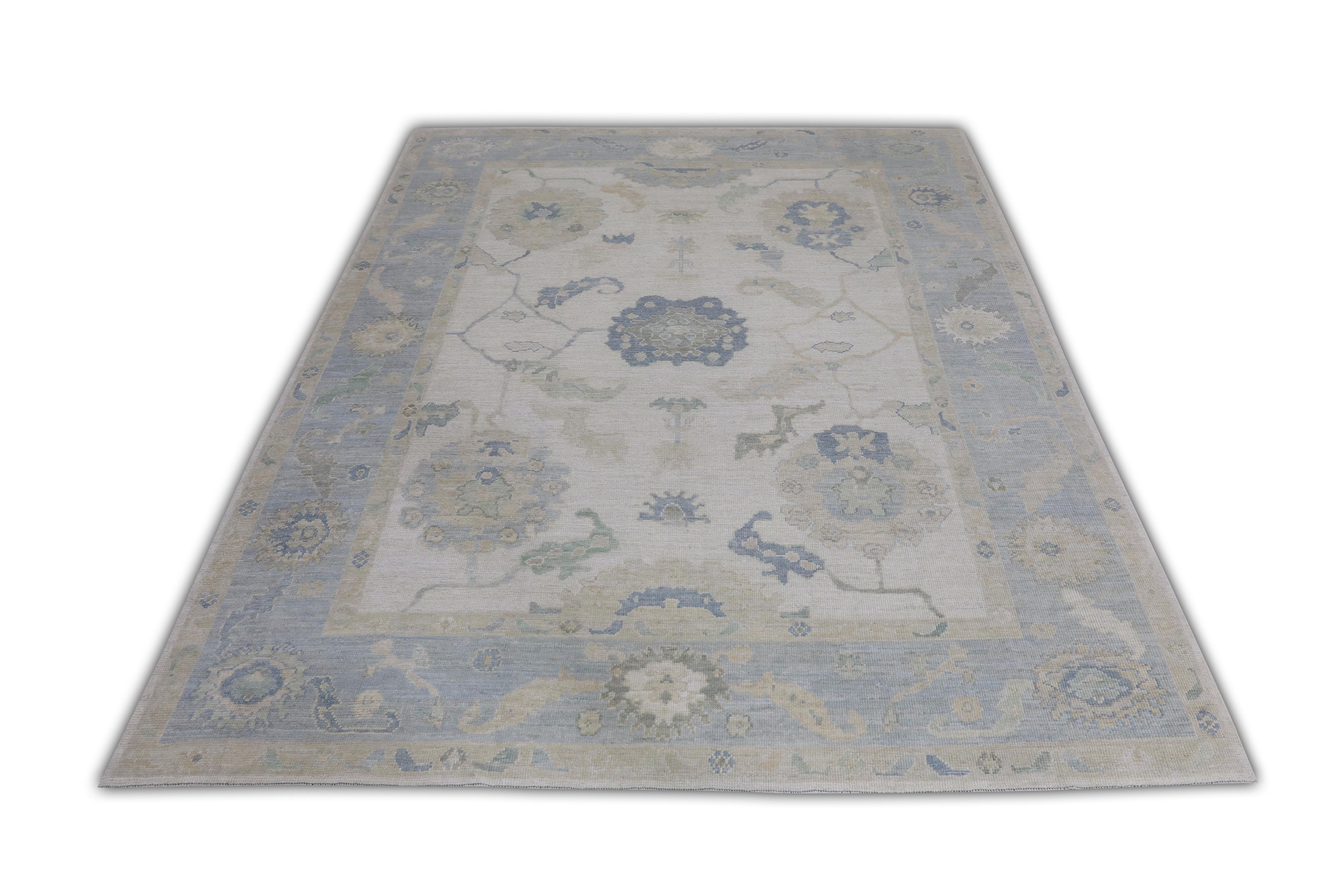 Tapis oriental noué à la main turc Oushak 8'6