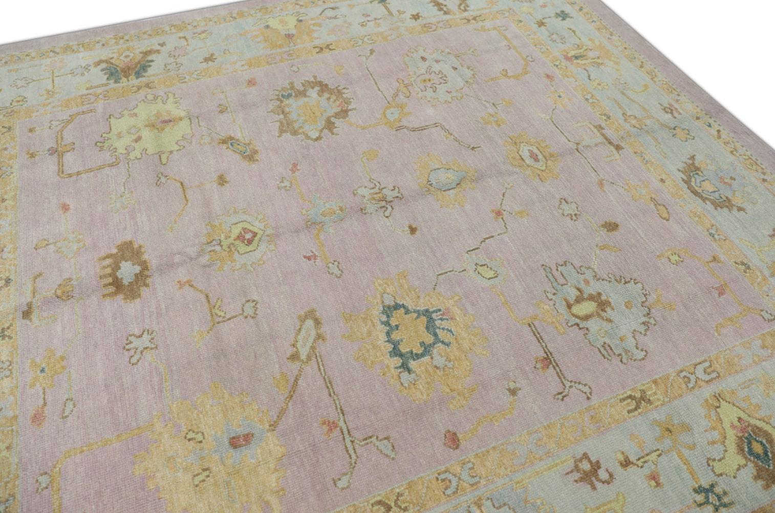 Tapis oriental noué à la main turc Oushak 8'7