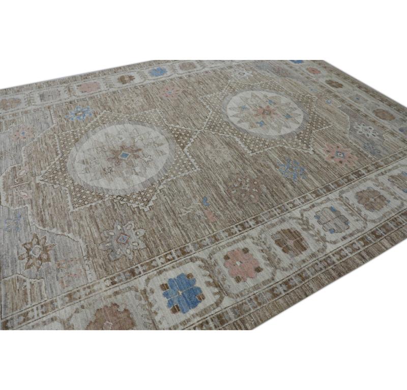 Hand-Knotted Oushak Rug Oriental Hand Knotted Turkish Oushak 8'9