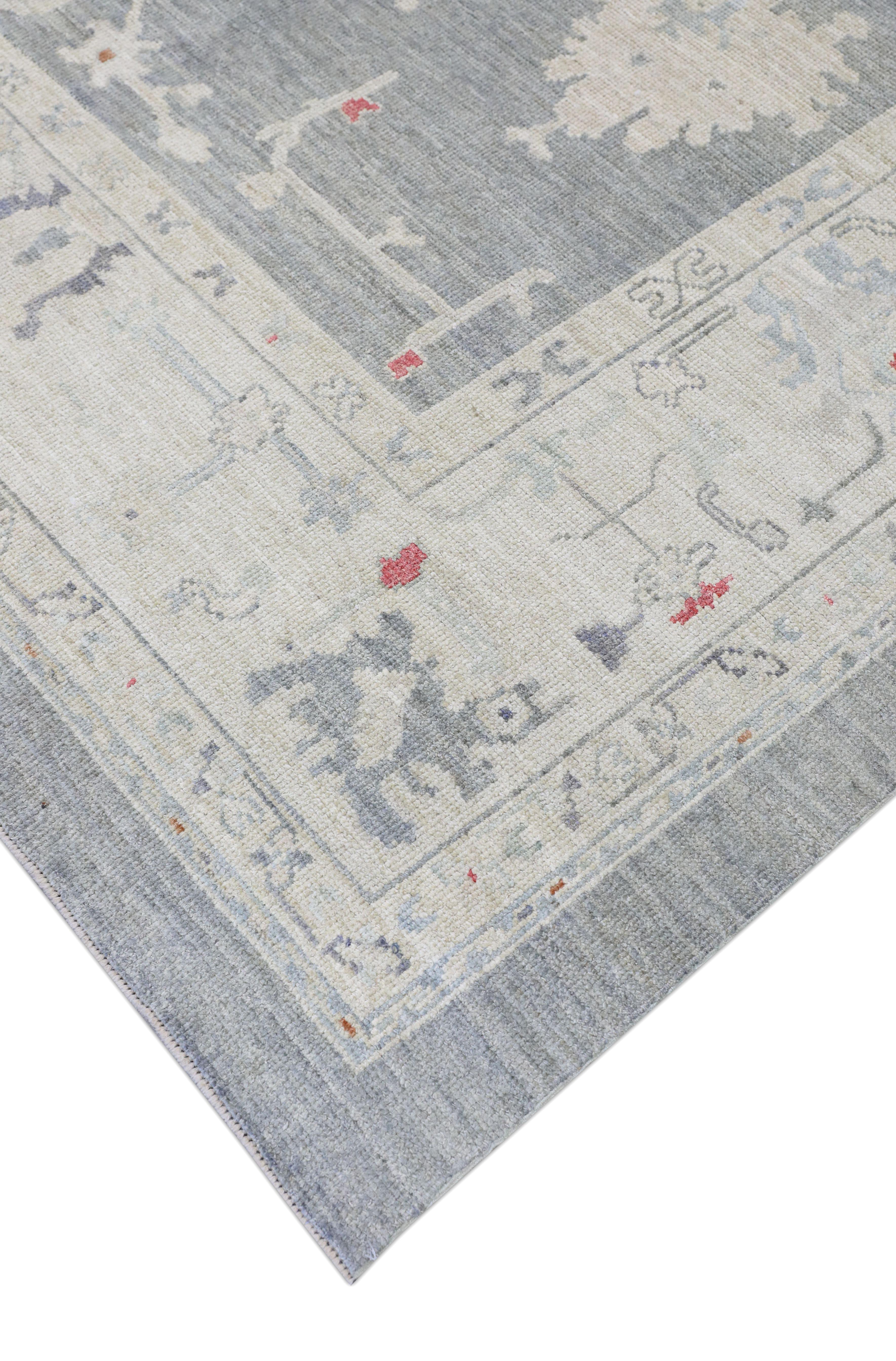 Noué à la main Tapis oriental noué à la main turc Oushak 9' x 12'10