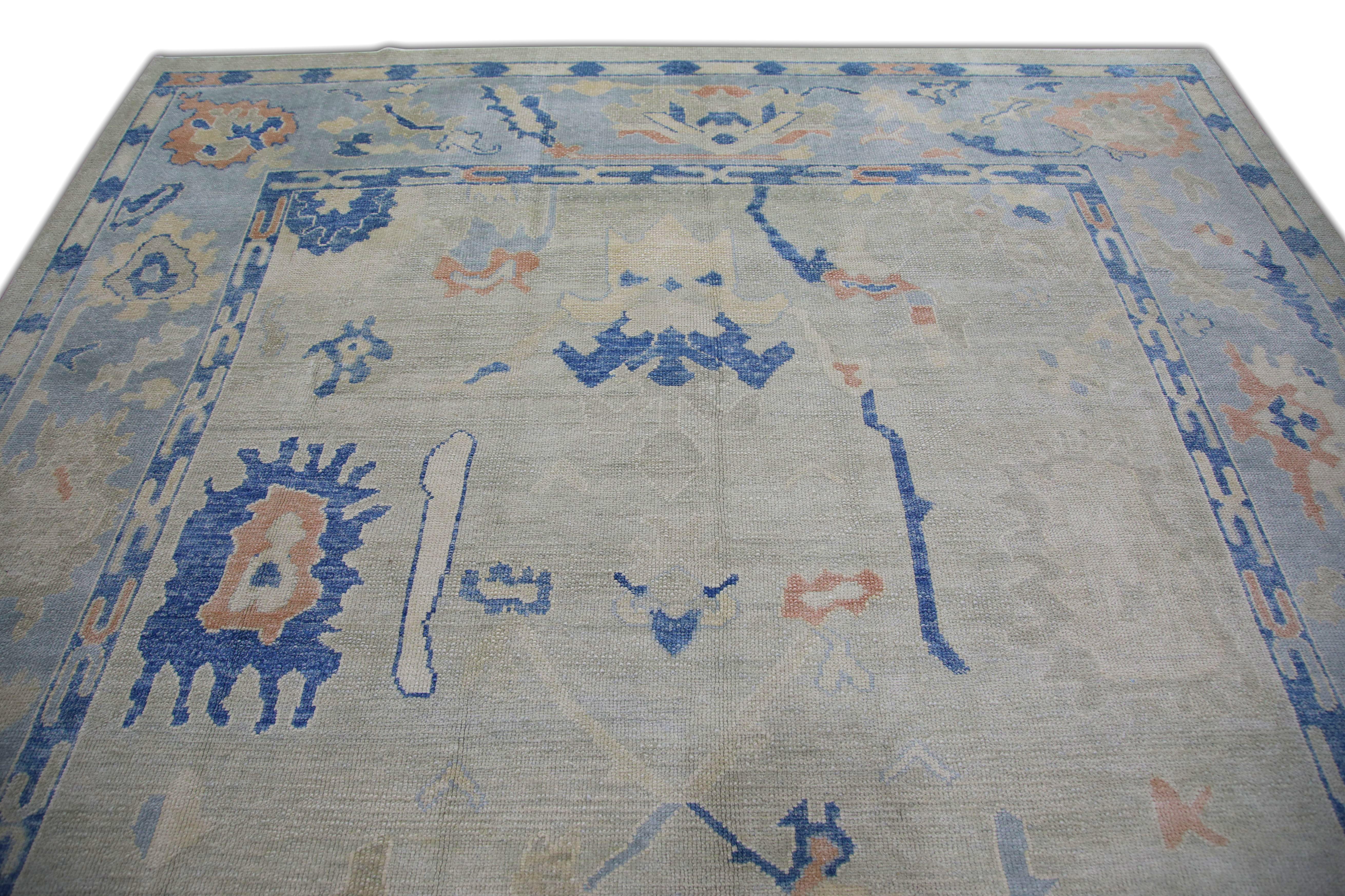 Turc Tapis oriental noué à la main turc Oushak 9'1