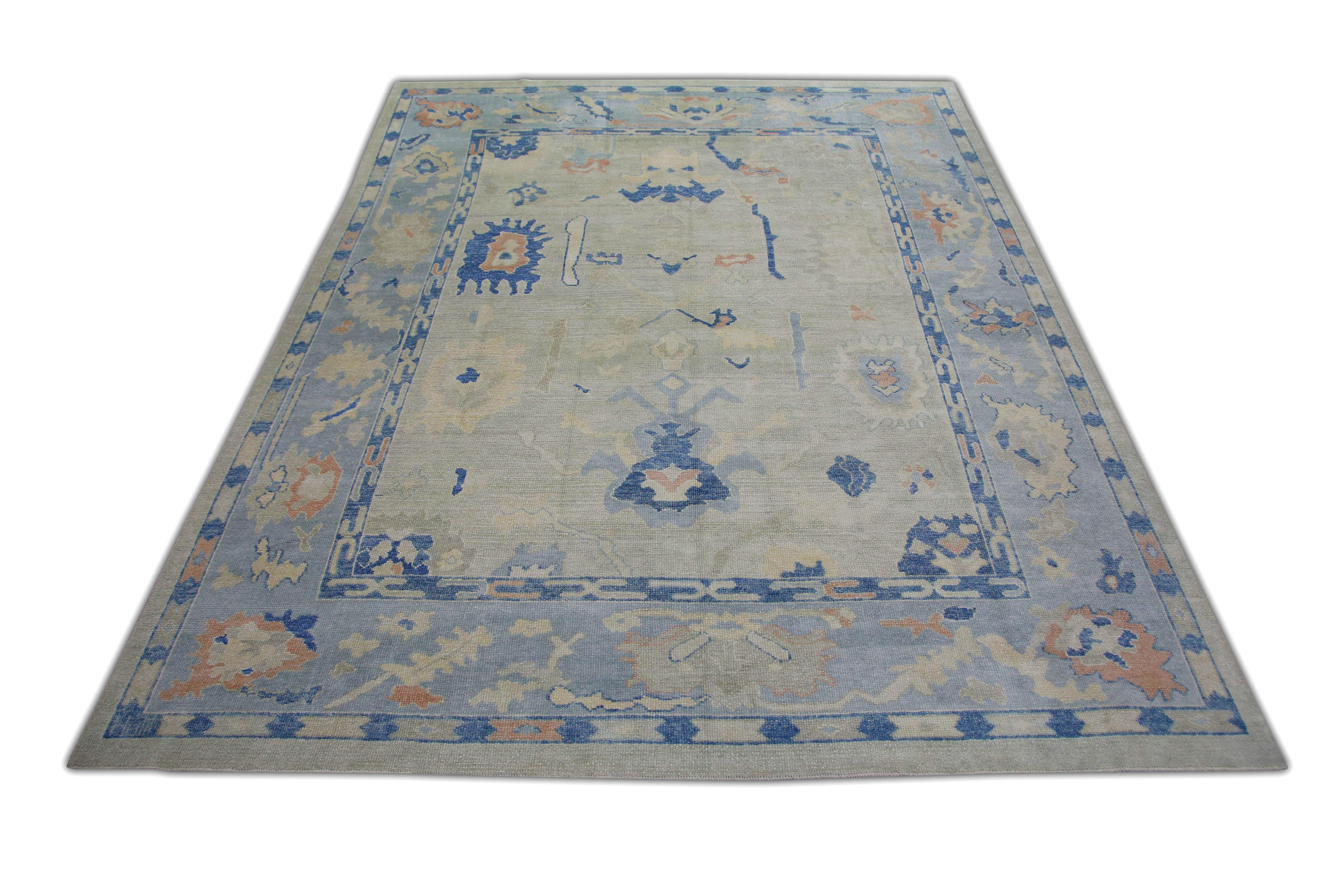 Noué à la main Tapis oriental noué à la main turc Oushak 9'1