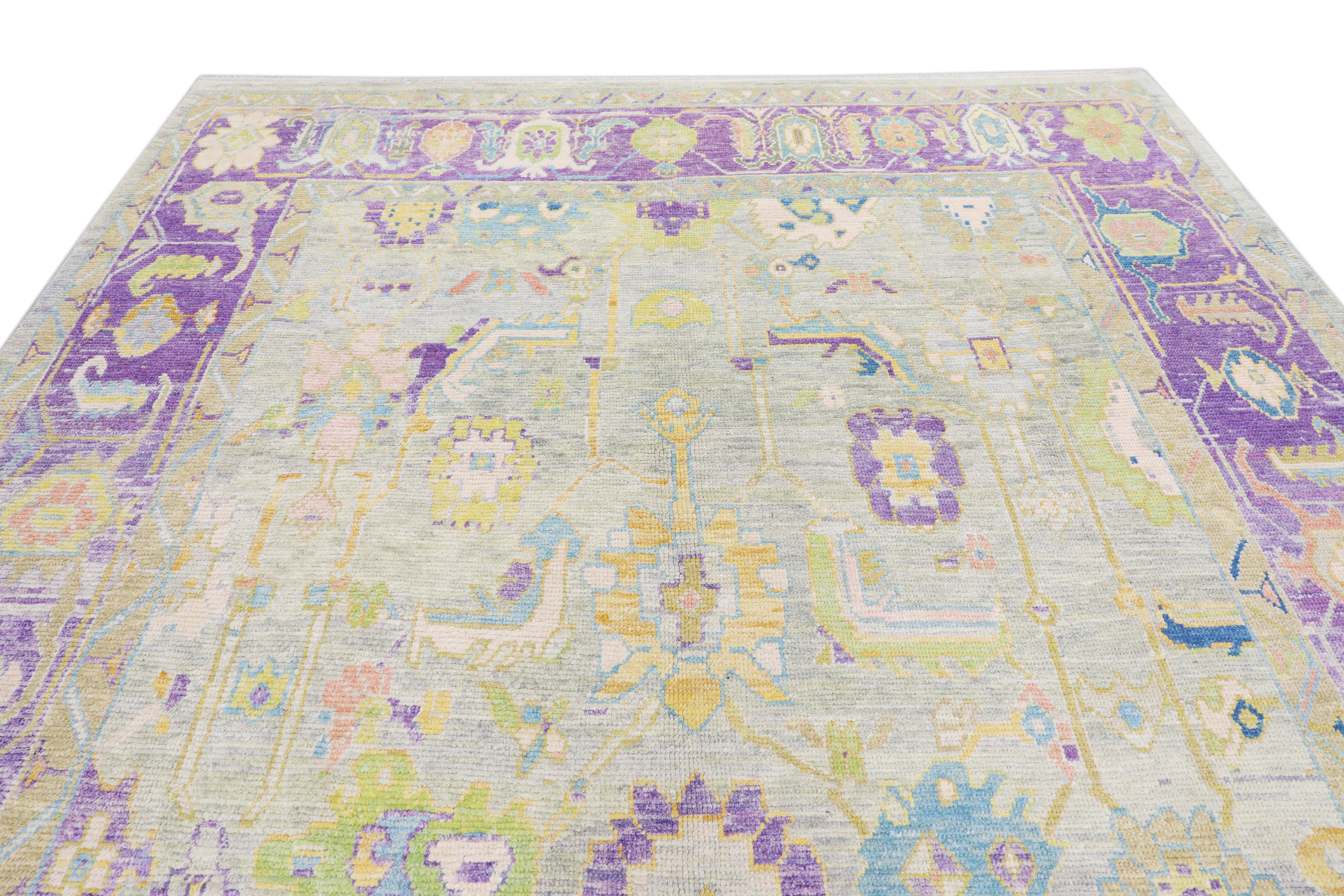 Hand-Knotted Oushak Rug Oriental Hand Knotted Turkish Oushak 9'11