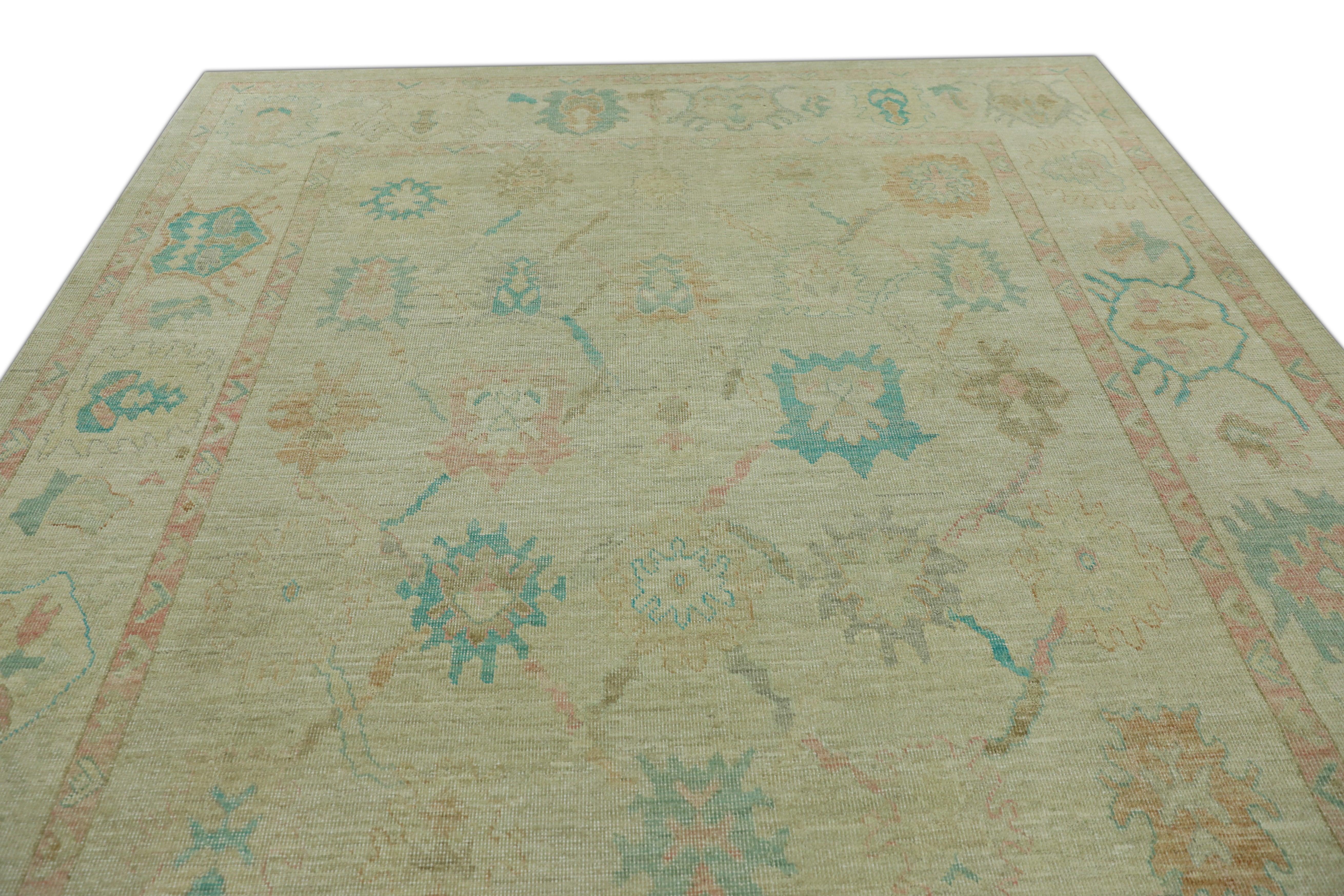 Hand-Knotted Oushak Rug Oriental Hand Knotted Turkish Oushak 9'2