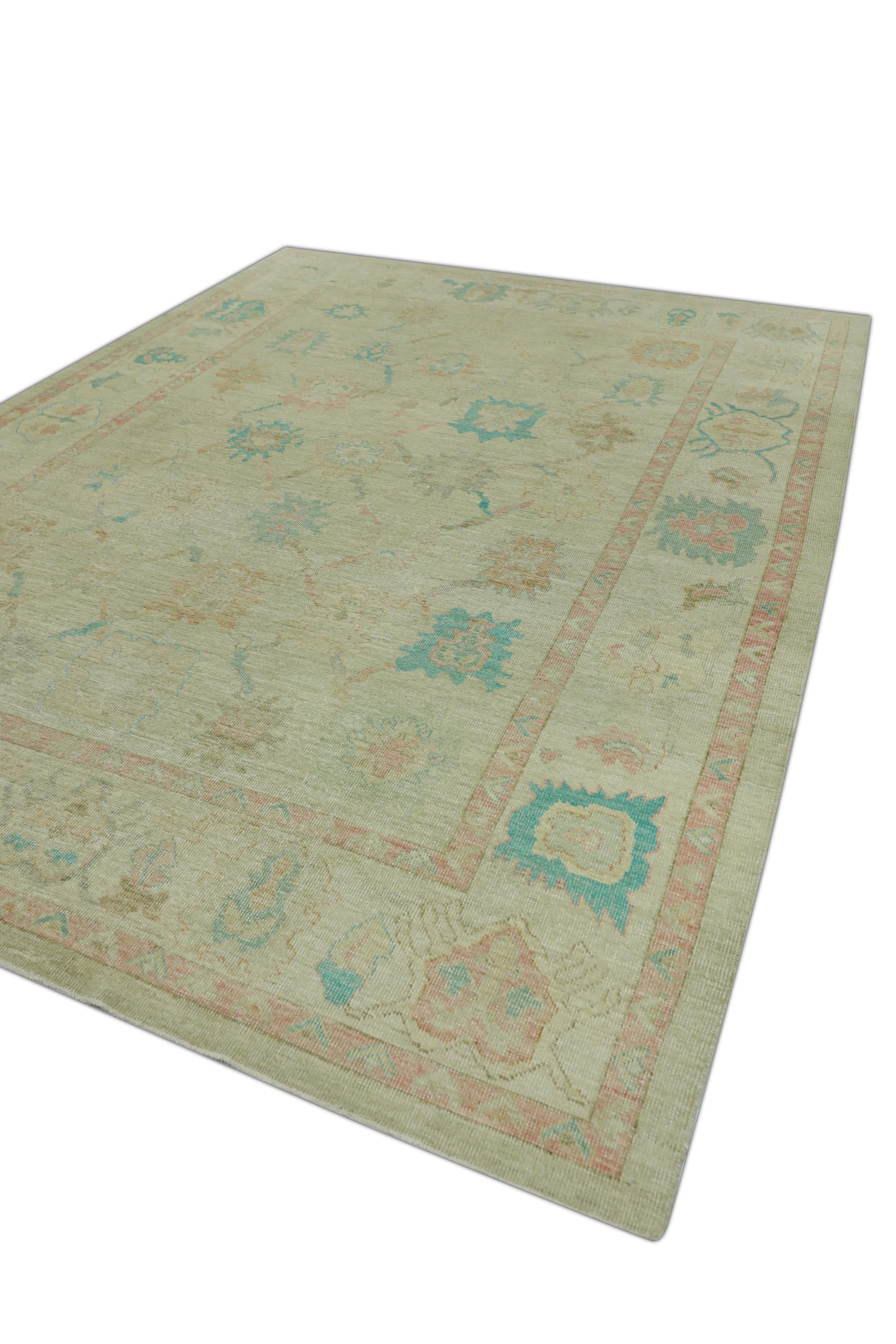 Oushak Rug Oriental Hand Knotted Turkish Oushak 9'2
