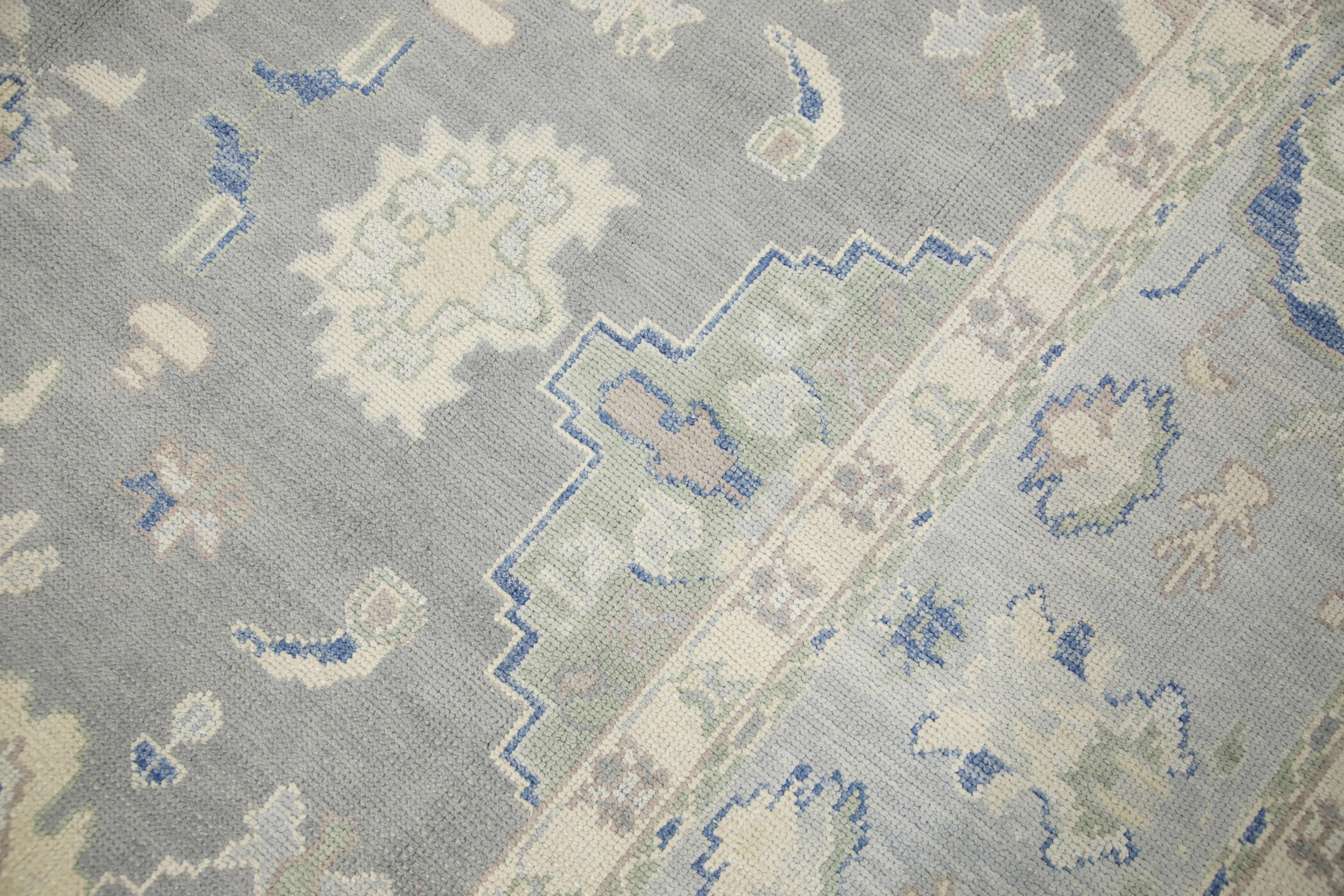 Contemporary Oushak Rug Oriental Hand Knotted Turkish Oushak 9'2