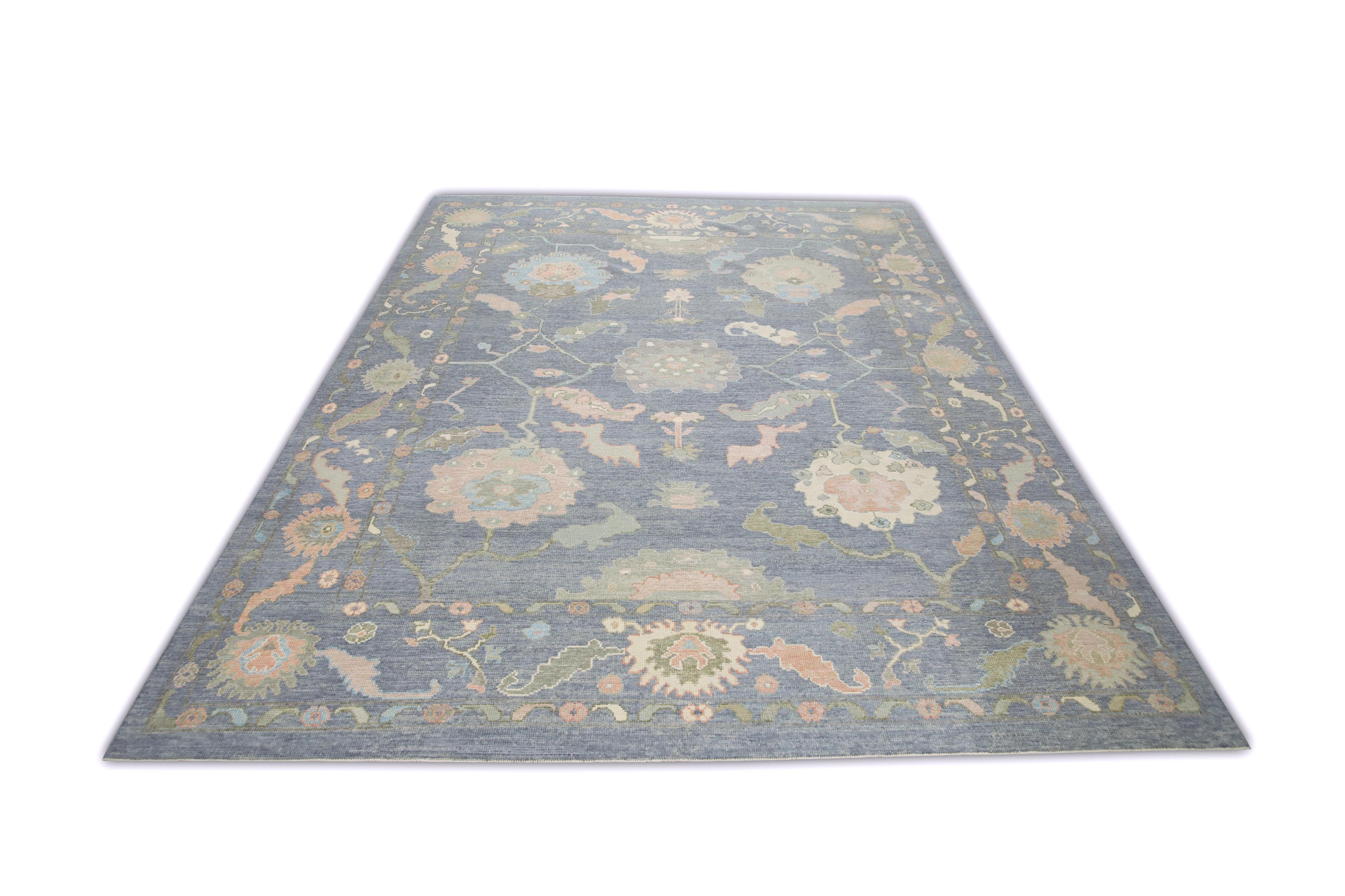 Noué à la main Tapis oriental noué à la main turc Oushak 9'4