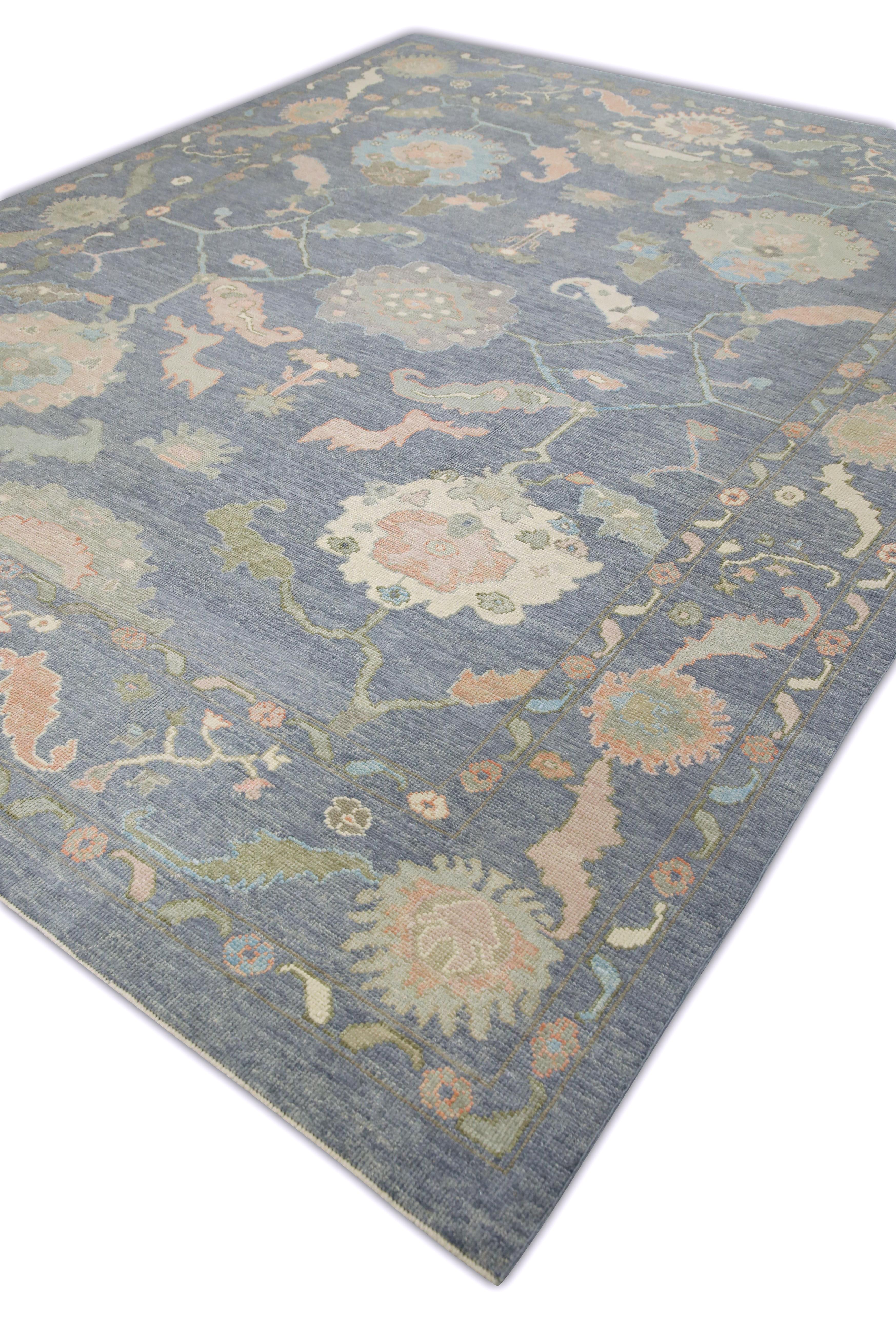 Tapis oriental noué à la main turc Oushak 9'4