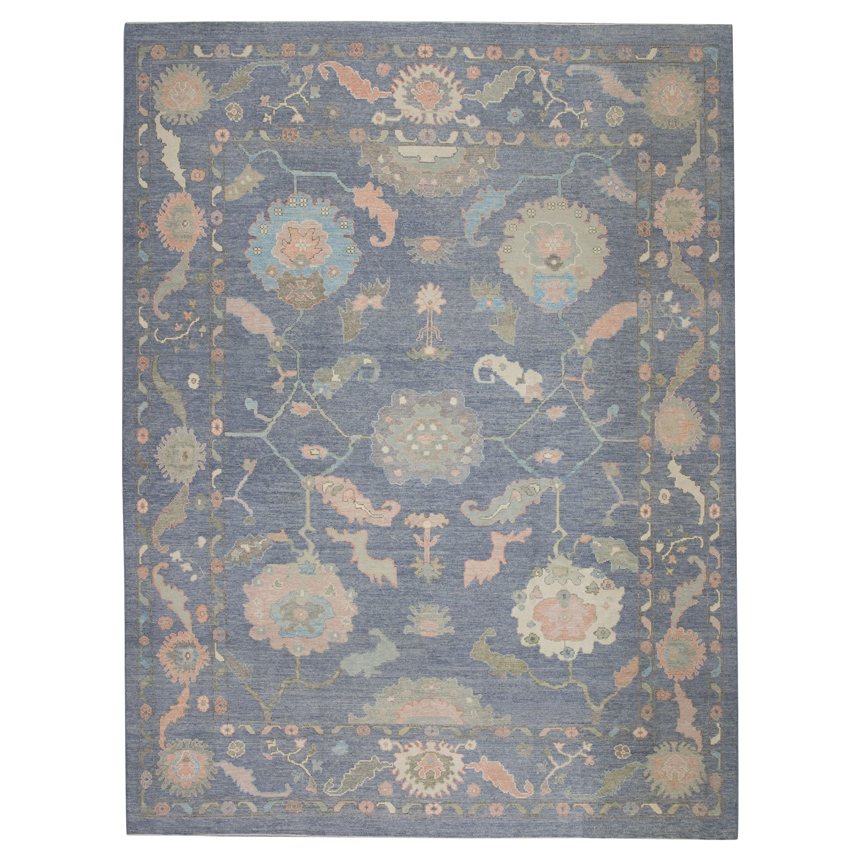 Tapis oriental noué à la main turc Oushak 9'4" x 12" n° 11086 en vente