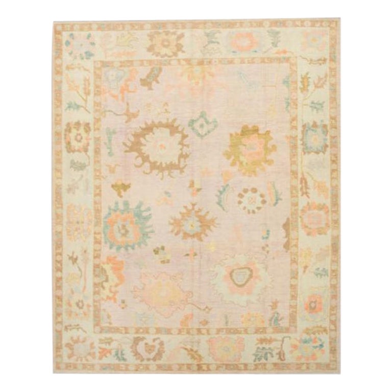 Tapis oriental noué à la main turc Oushak 9'6" x 12' n°232