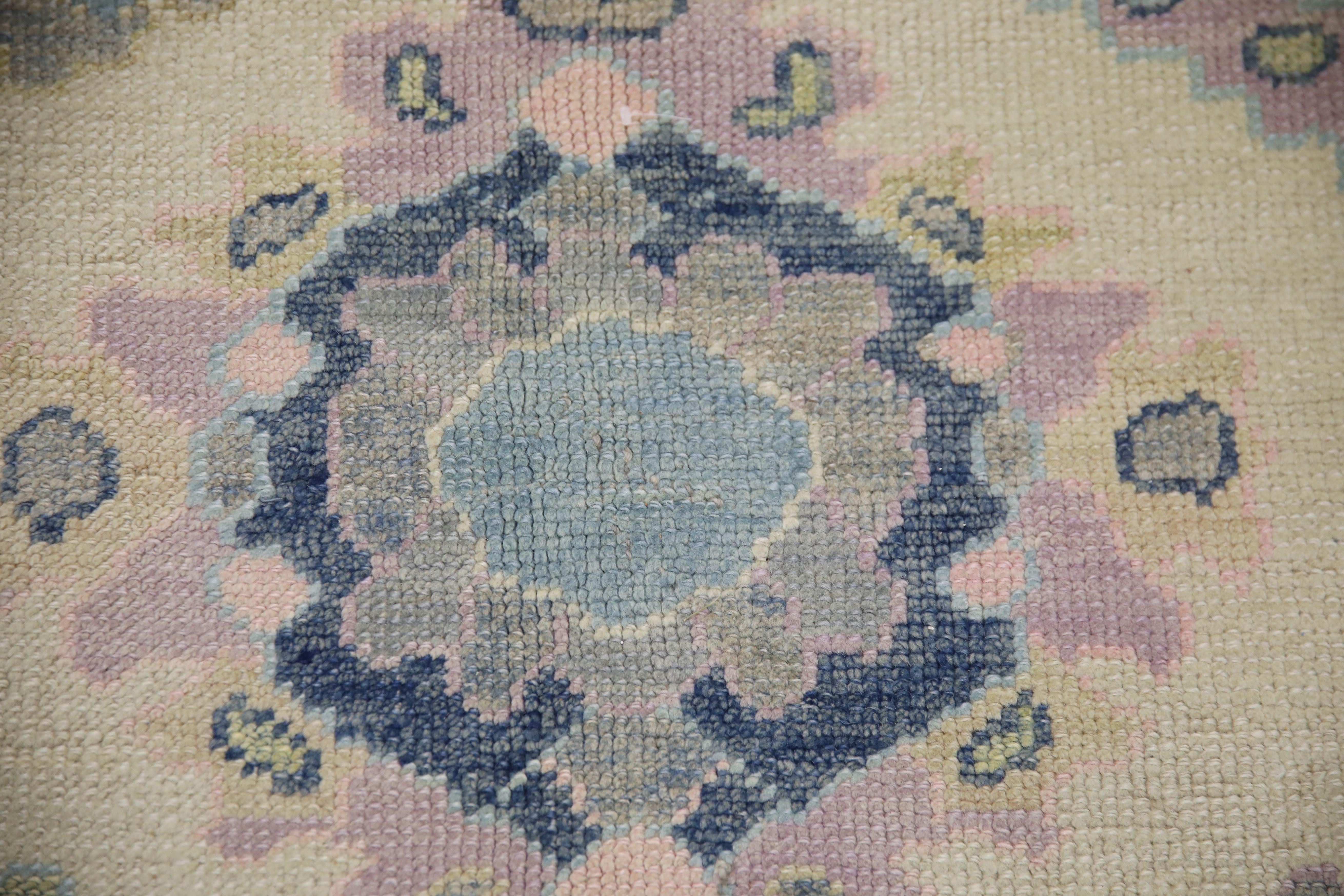 Hand-Knotted Oushak Rug Oriental Hand Knotted Turkish Oushak 9'6