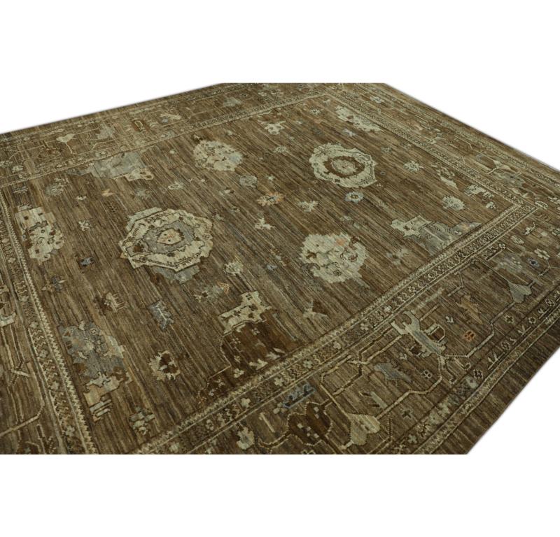 Hand-Knotted Oushak Rug Oriental Hand Knotted Turkish Oushak 9'7