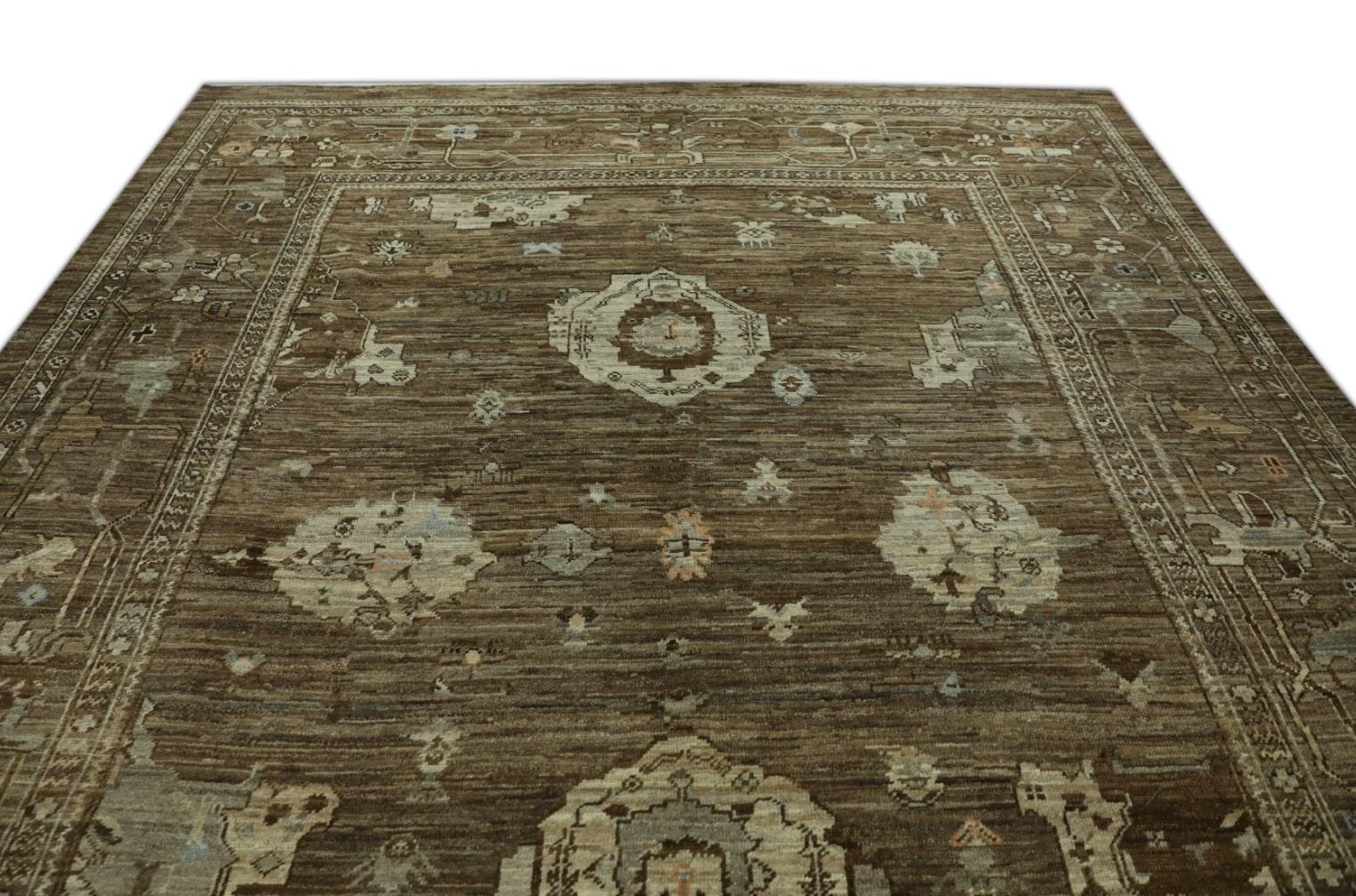 Oushak Rug Oriental Hand Knotted Turkish Oushak 9'7