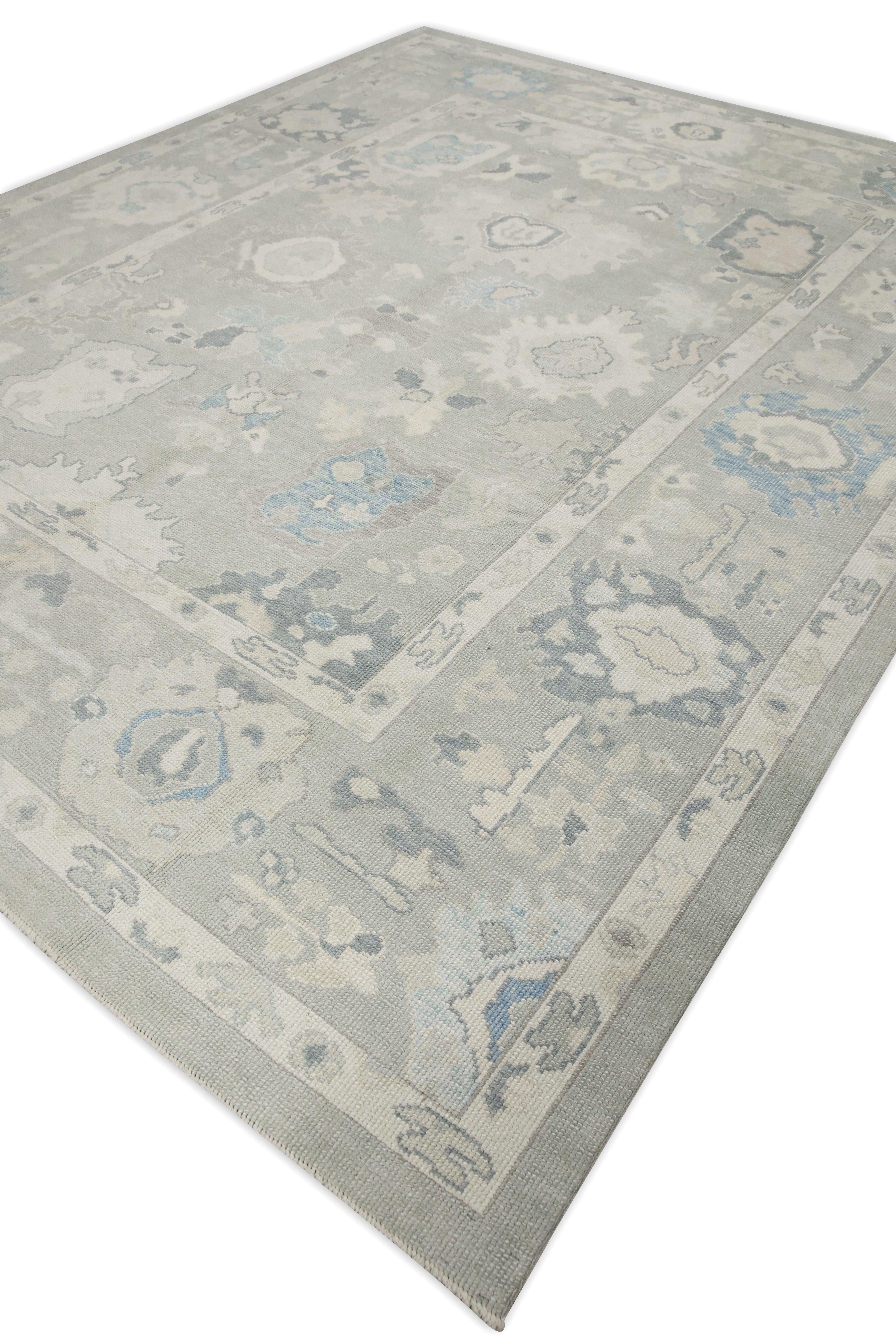 Hand-Knotted Oushak Rug Oriental Hand Knotted Turkish Oushak 9'7