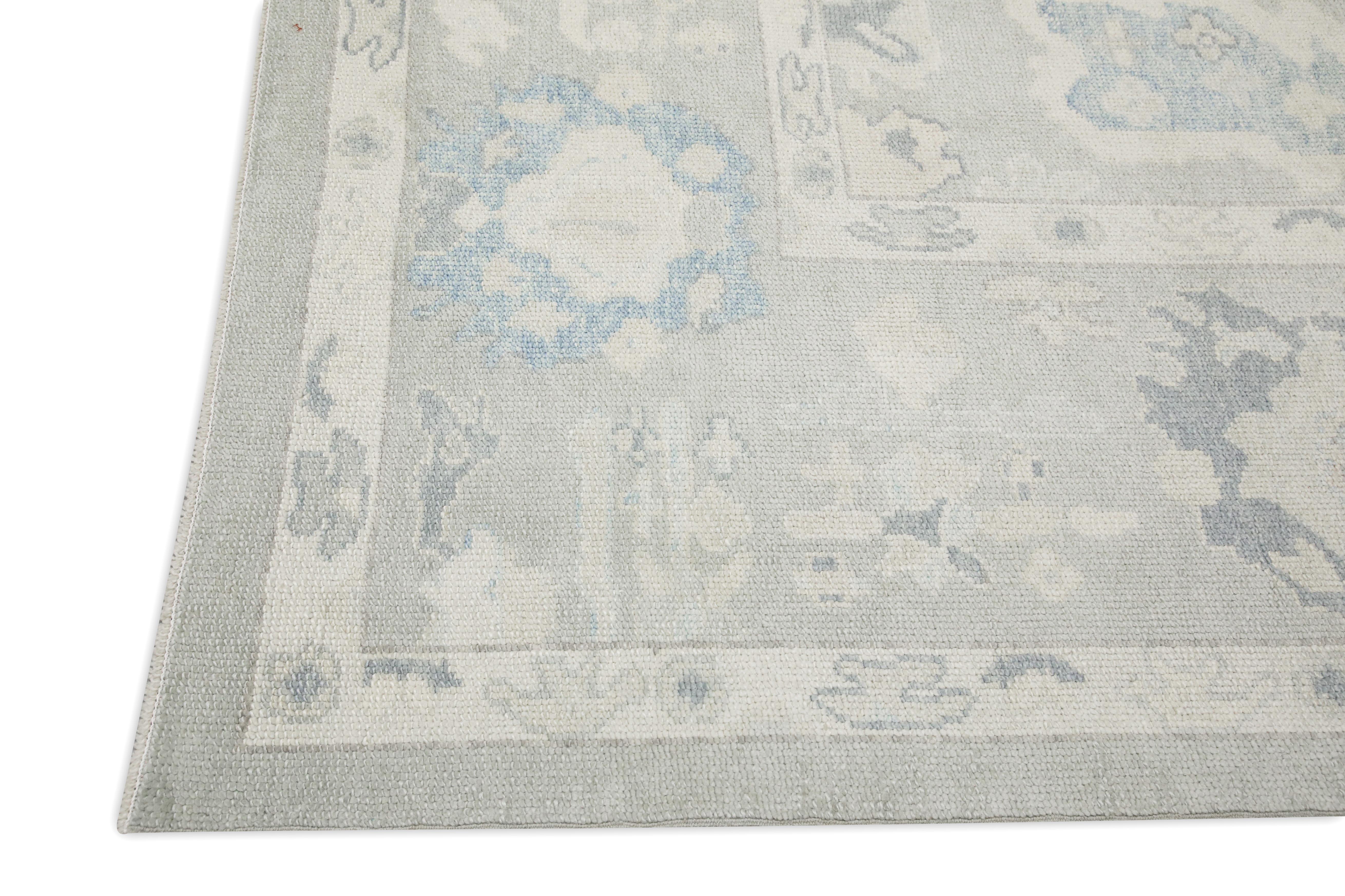 Contemporary Oushak Rug Oriental Hand Knotted Turkish Oushak 9'7