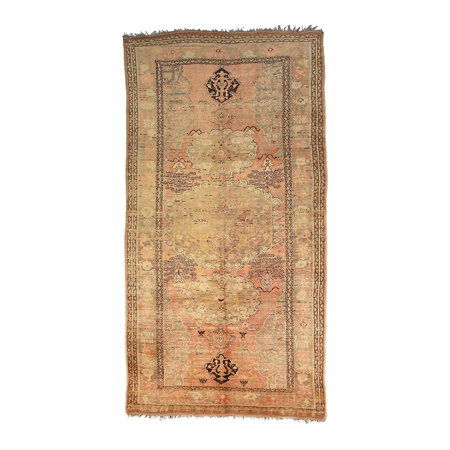 Tapis Oushak à motif de médaillon vintage (6' 0"" x 11' 5"")