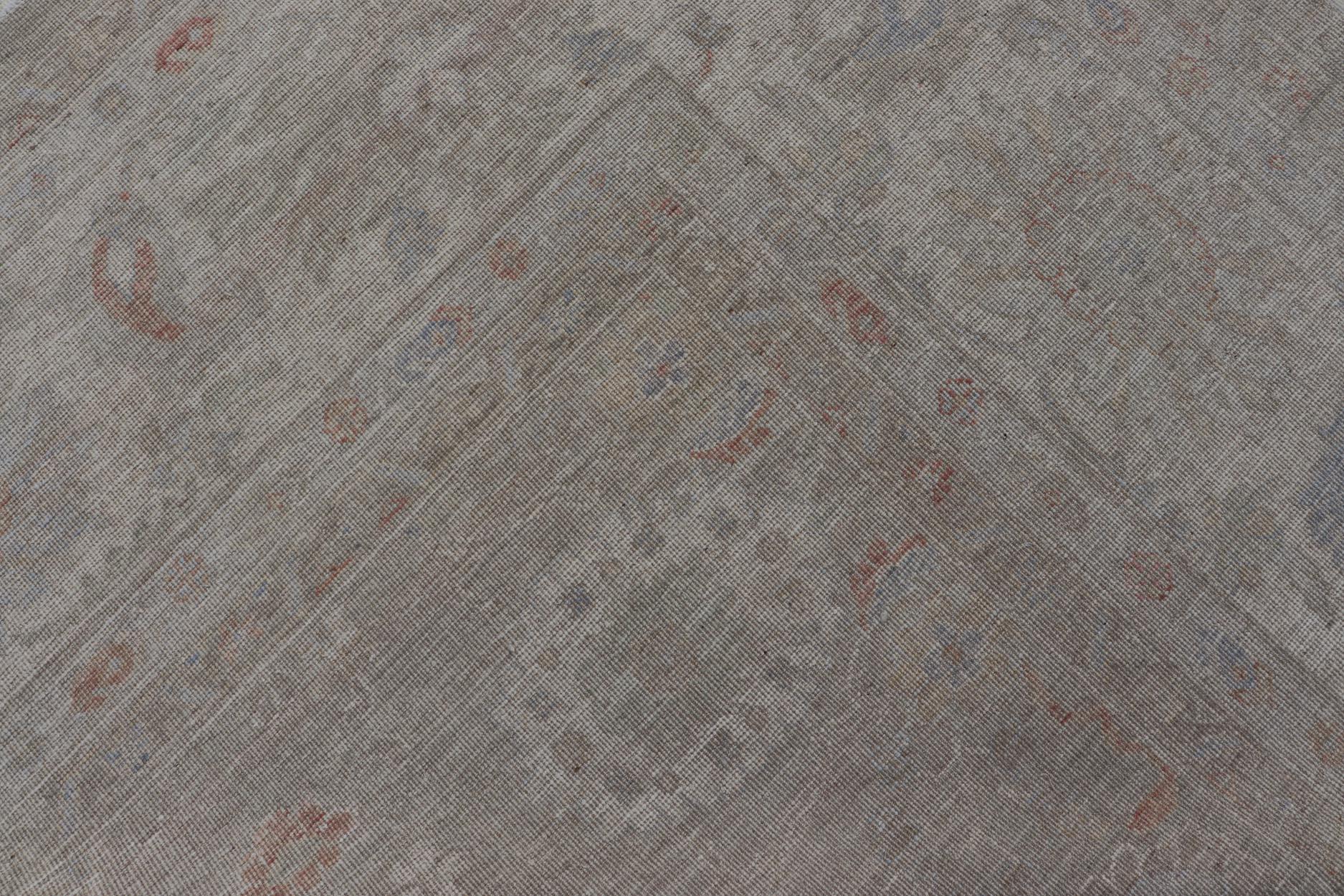 Tappeto Oushak con base verde salvia e sottili accenti pastello 13'6 x 19'0 in vendita 7