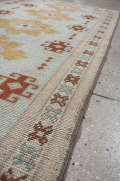Oushak Runner, Aqua and Gold, circa 1930s