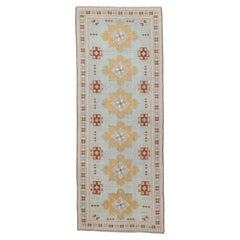 Oushak Runner, Aqua and Gold, circa 1930s