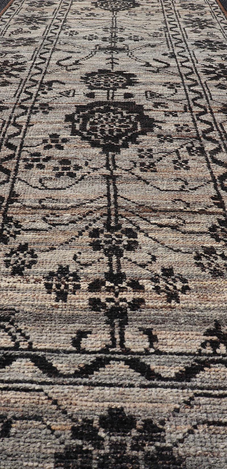 Oushak Runner by Keivan Woven Arts in Wool with Sub-Geometric Design 3'2