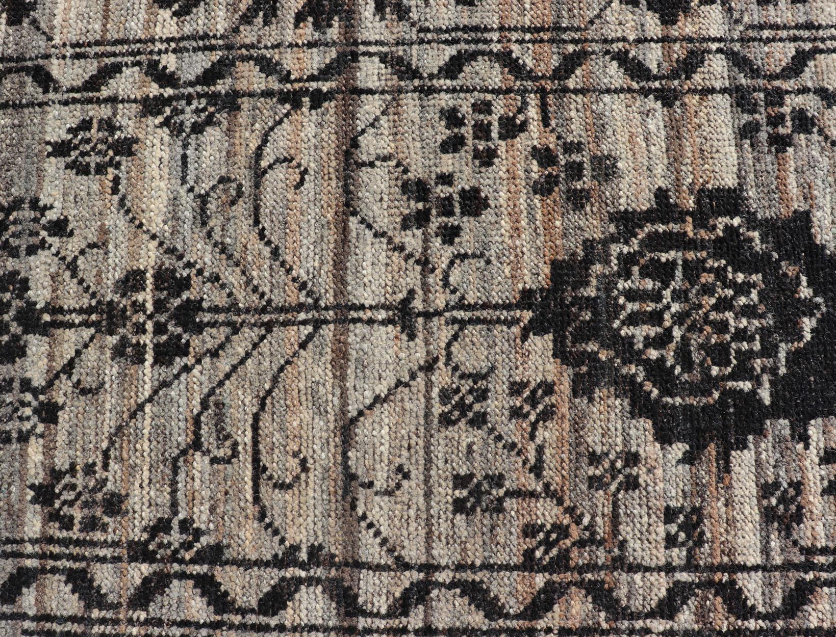 Measures: 3'2 x 9'8 
Oushak Designed Runner by Keivan Woven Arts in Wool with Sub-Geometric Design. Keivan Woven Arts; rug AFG-39462, country of origin / type: Afghanistan / Modern Casual, circa Early-21th century. 

This modern casual tribal runner