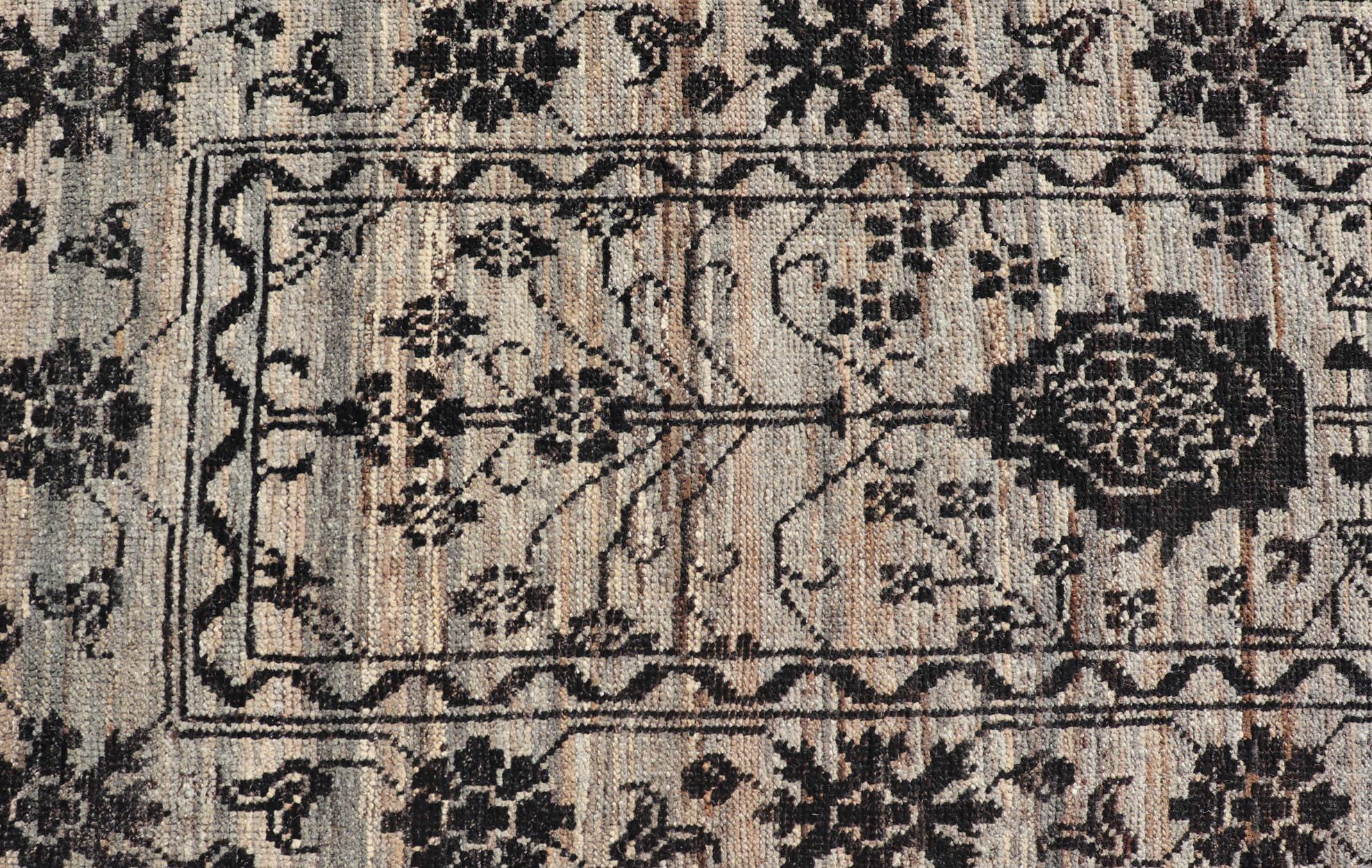 Afghan Oushak Runner by Keivan Woven Arts in Wool with Sub-Geometric Design 3'2