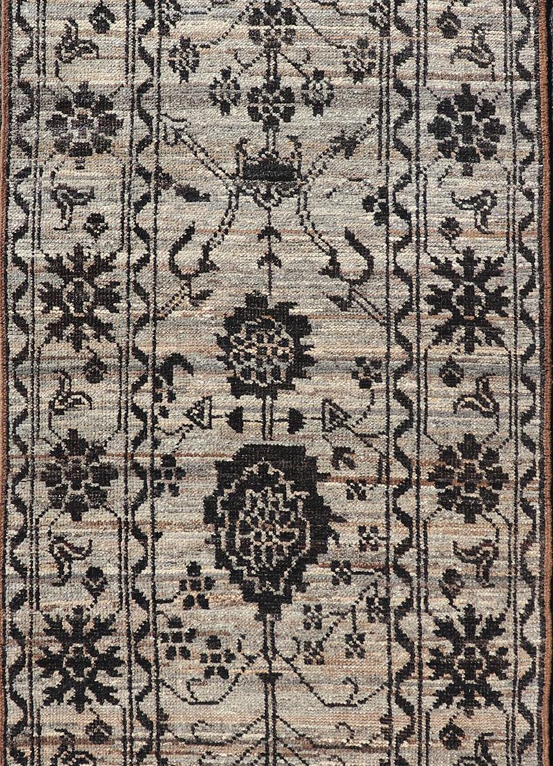 Oushak Runner by Keivan Woven Arts in Wool with Sub-Geometric Design 3'2