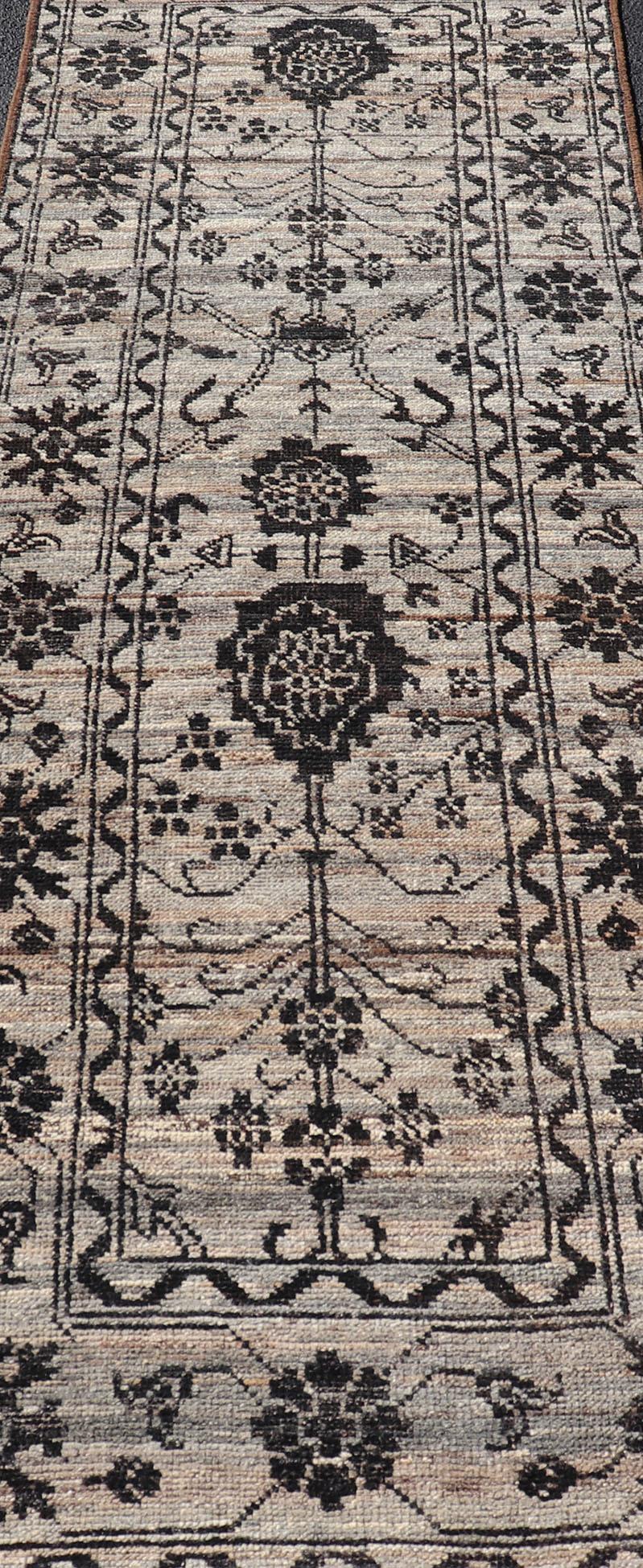 Oushak Runner by Keivan Woven Arts in Wool with Sub-Geometric Design 3'2
