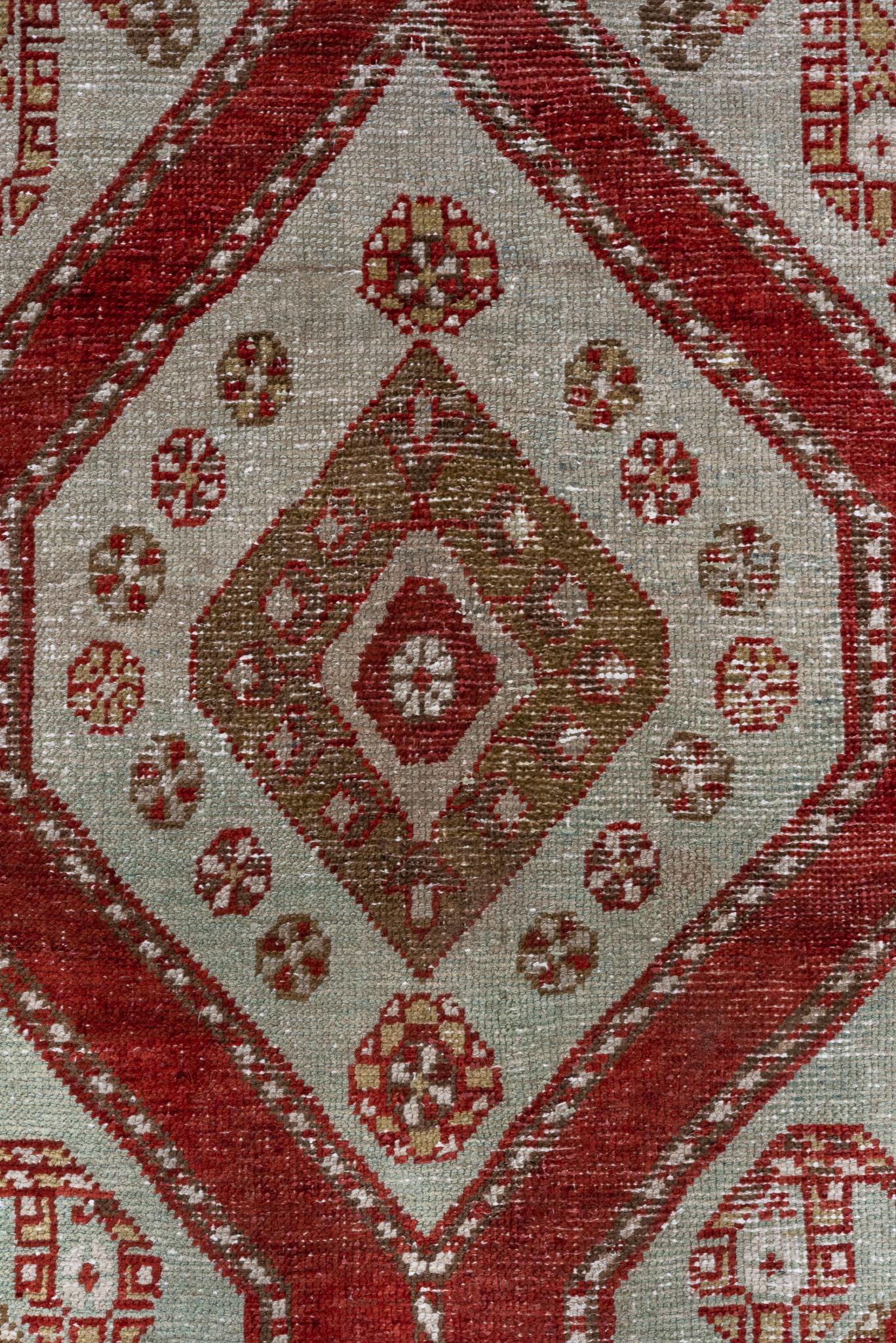 Turco Runner Oushak in osso e rosso vintage in vendita
